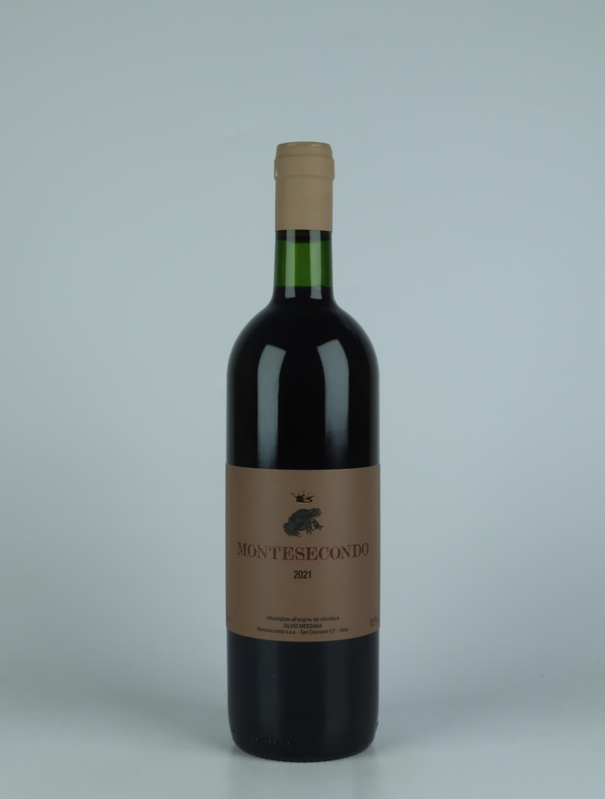 A bottle 2021 Sangiovese Red wine from Montesecondo, Tuscany in Italy