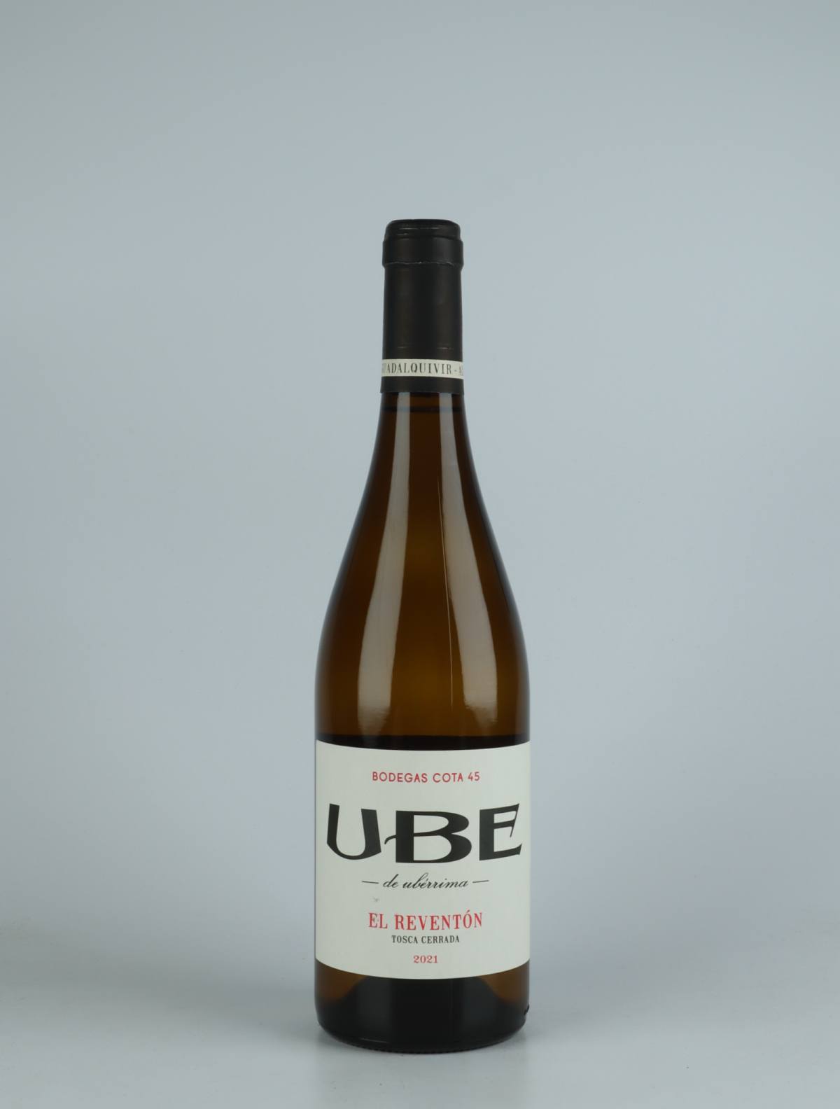 A bottle 2021 UBE El Reventón White wine from Bodegas Cota 45, Andalucia in Spain