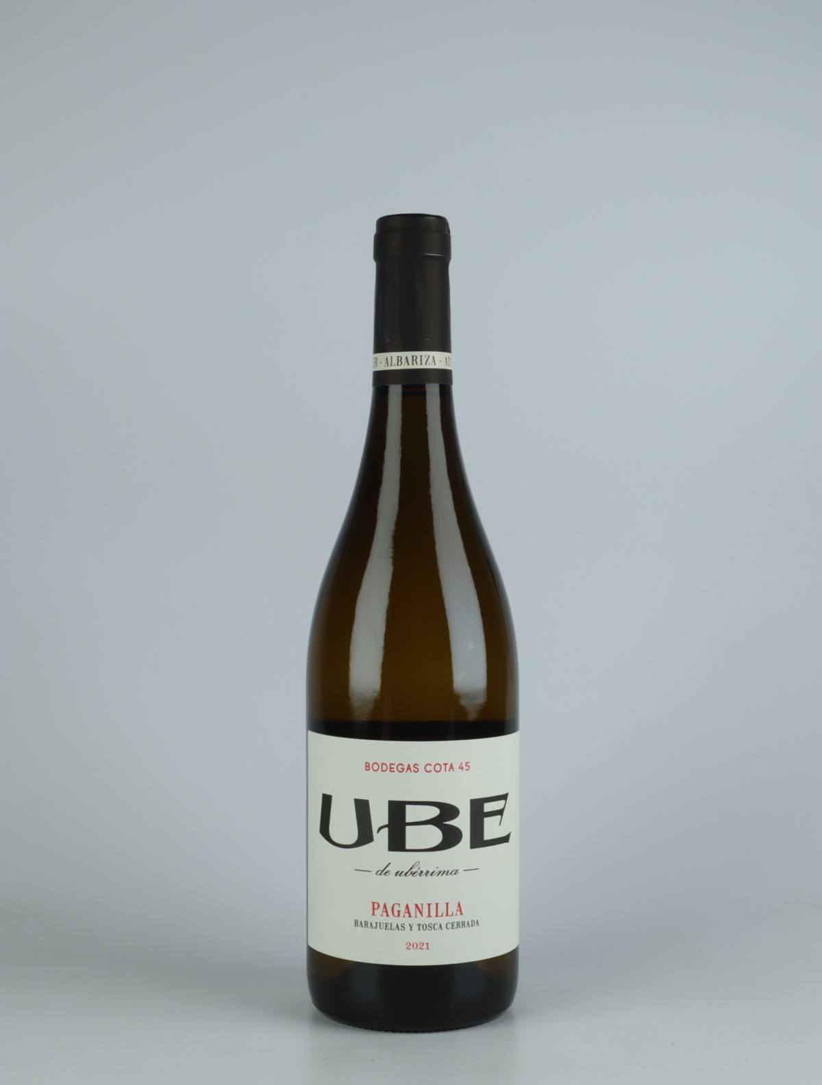 A bottle 2021 UBE Paganilla White wine from Bodegas Cota 45, Andalucia in Spain