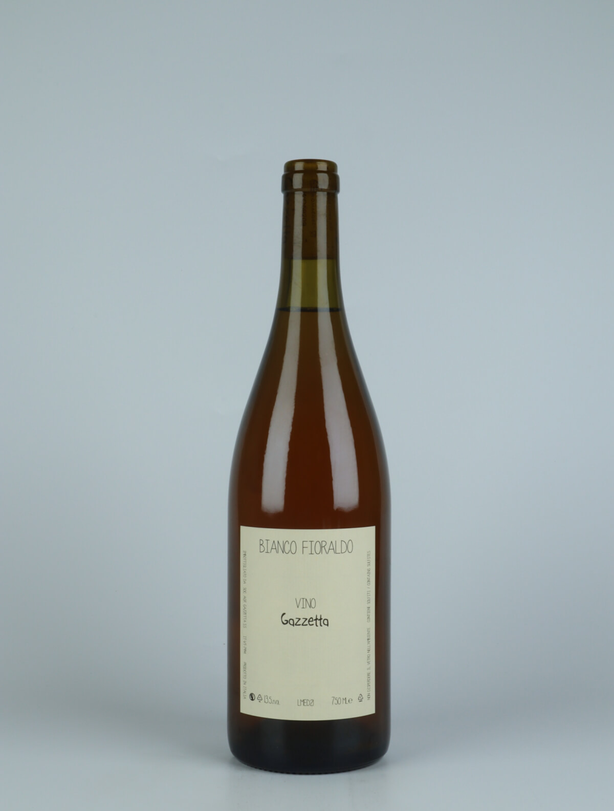 En flaske 2021 Vino Bianco Fioraldo Orange vin fra Gazzetta, Lazio i Italien