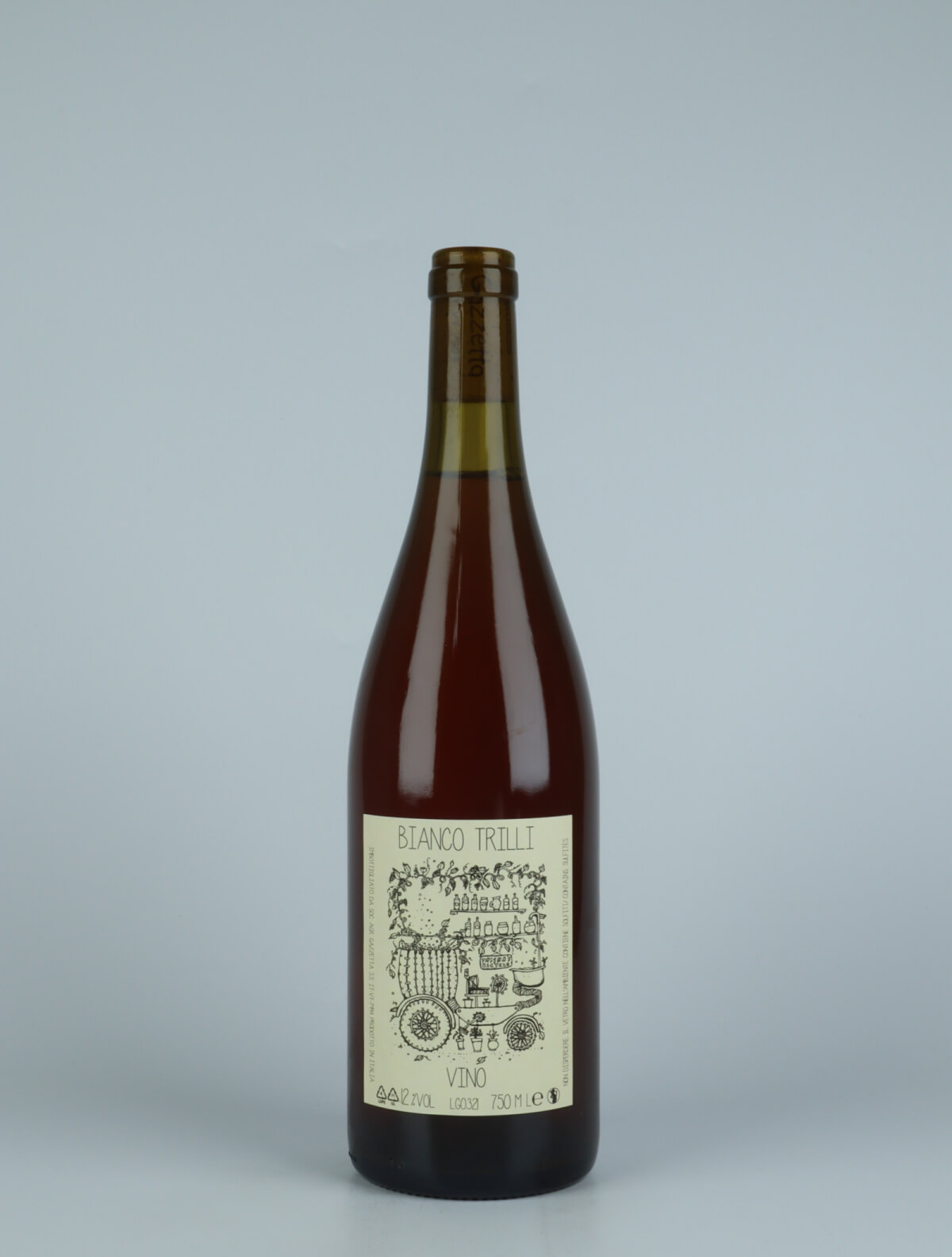 A bottle 2021 Vino Bianco Trilli Orange wine from Gazzetta, Lazio in Italy