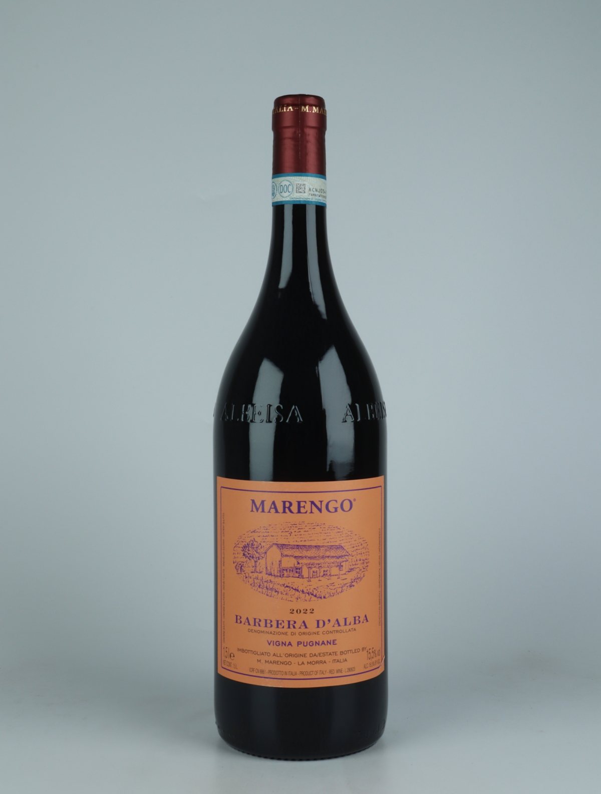 A bottle 2022 Barbera d'Alba - Pugnane - Magnum Red wine from Mario Marengo, Piedmont in Italy