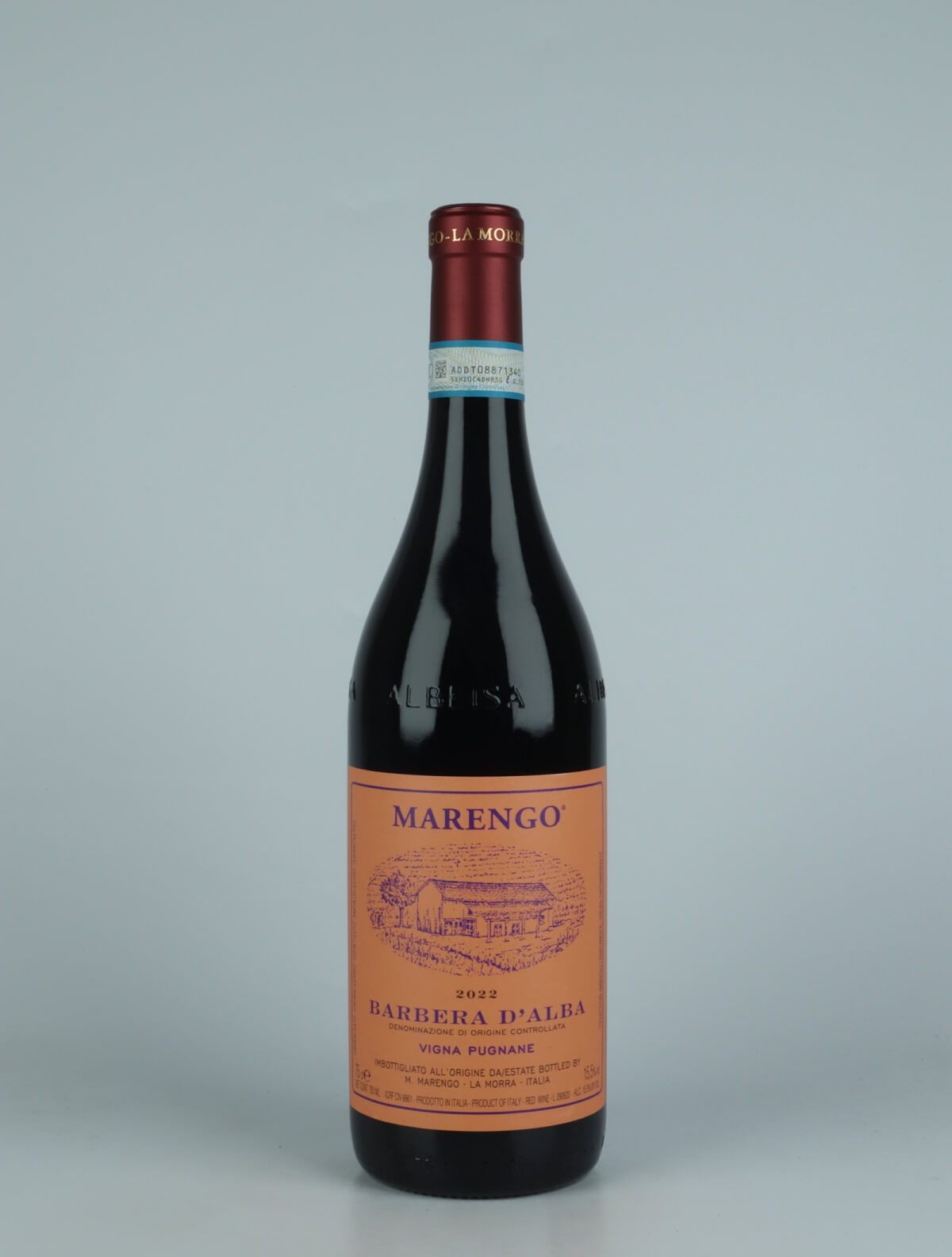 A bottle 2022 Barbera d'Alba - Pugnane Red wine from Mario Marengo, Piedmont in Italy