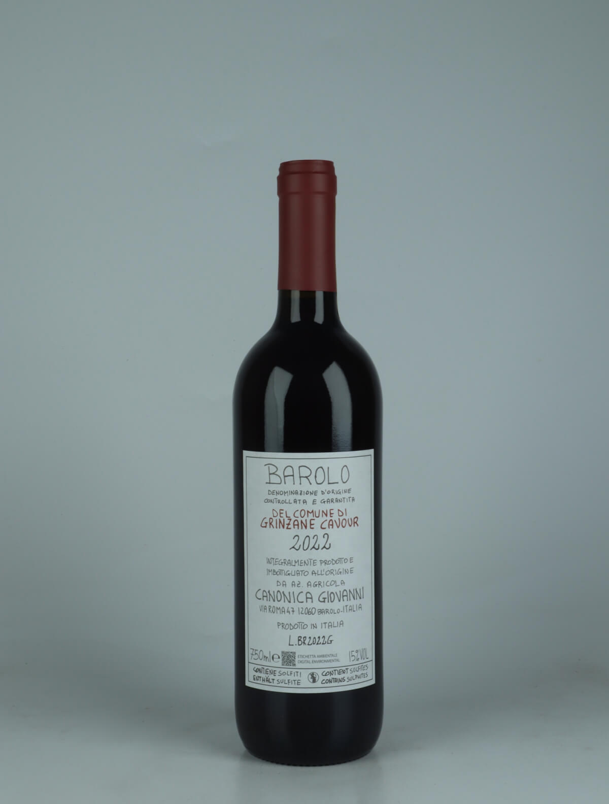 A bottle 2022 Barolo - Del Comune di Grinzane Cavour Red wine from Giovanni Canonica, Piedmont in Italy