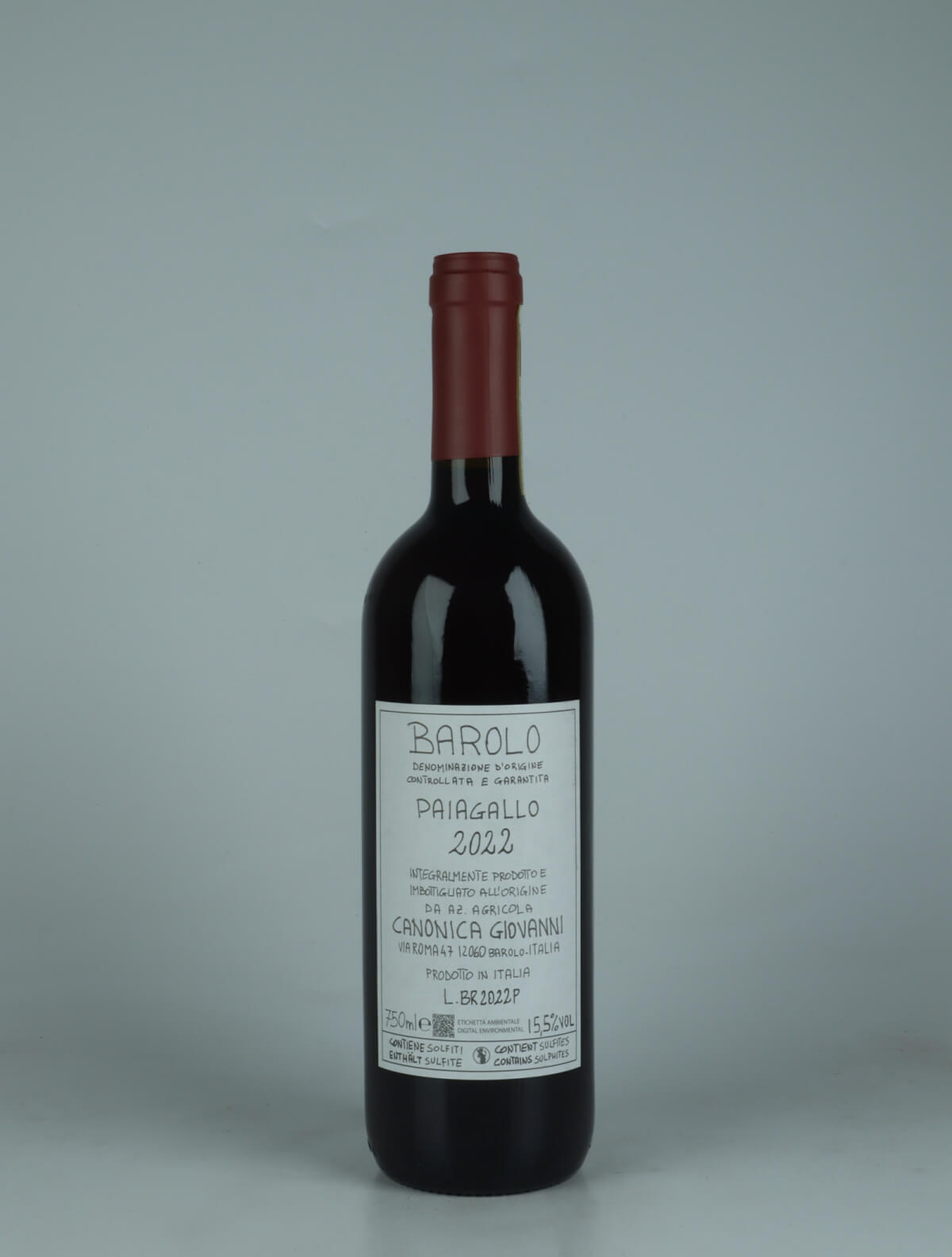 A bottle 2022 Barolo - Paiagallo Red wine from Giovanni Canonica, Piedmont in Italy
