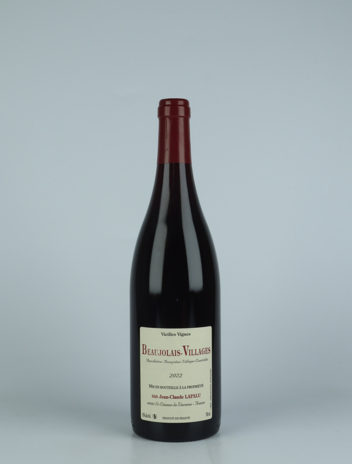 A bottle 2022 Beaujolais Villages - Vieilles Vignes Red wine from Jean-Claude Lapalu, Beaujolais in France