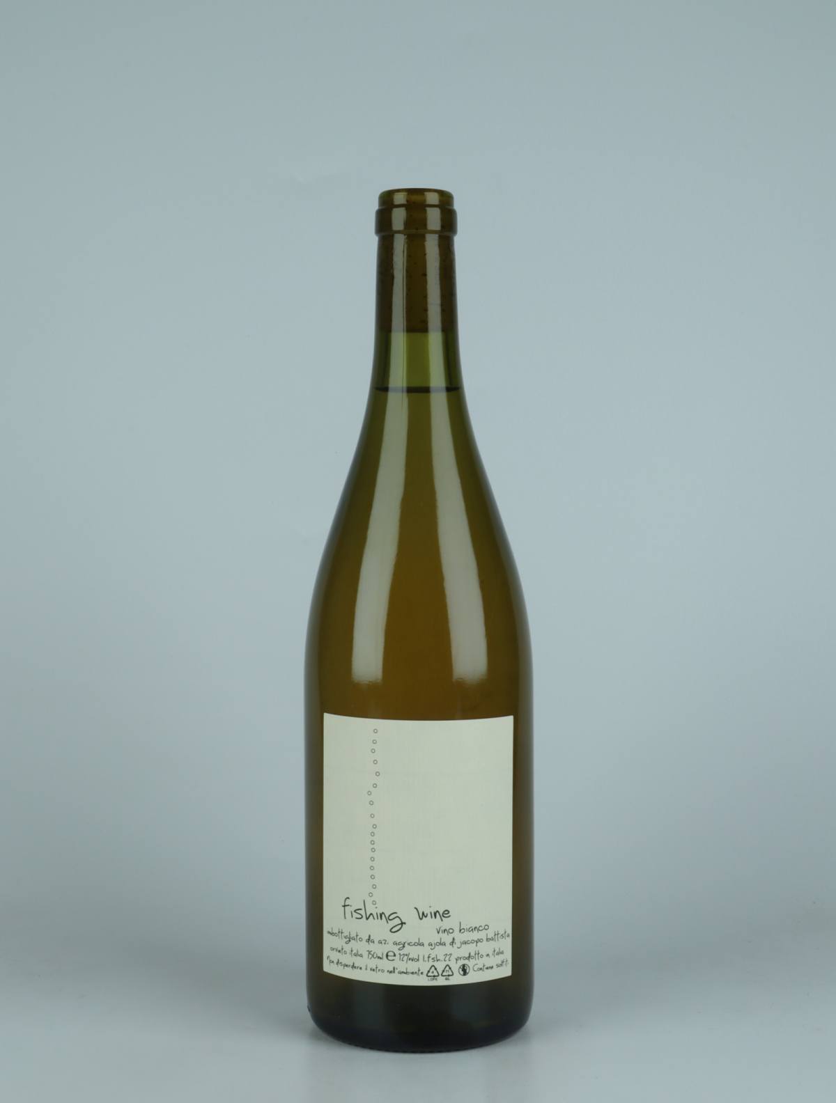 A bottle 2022 Bianco Fishing Wine White wine from Ajola, Umbria in Italy