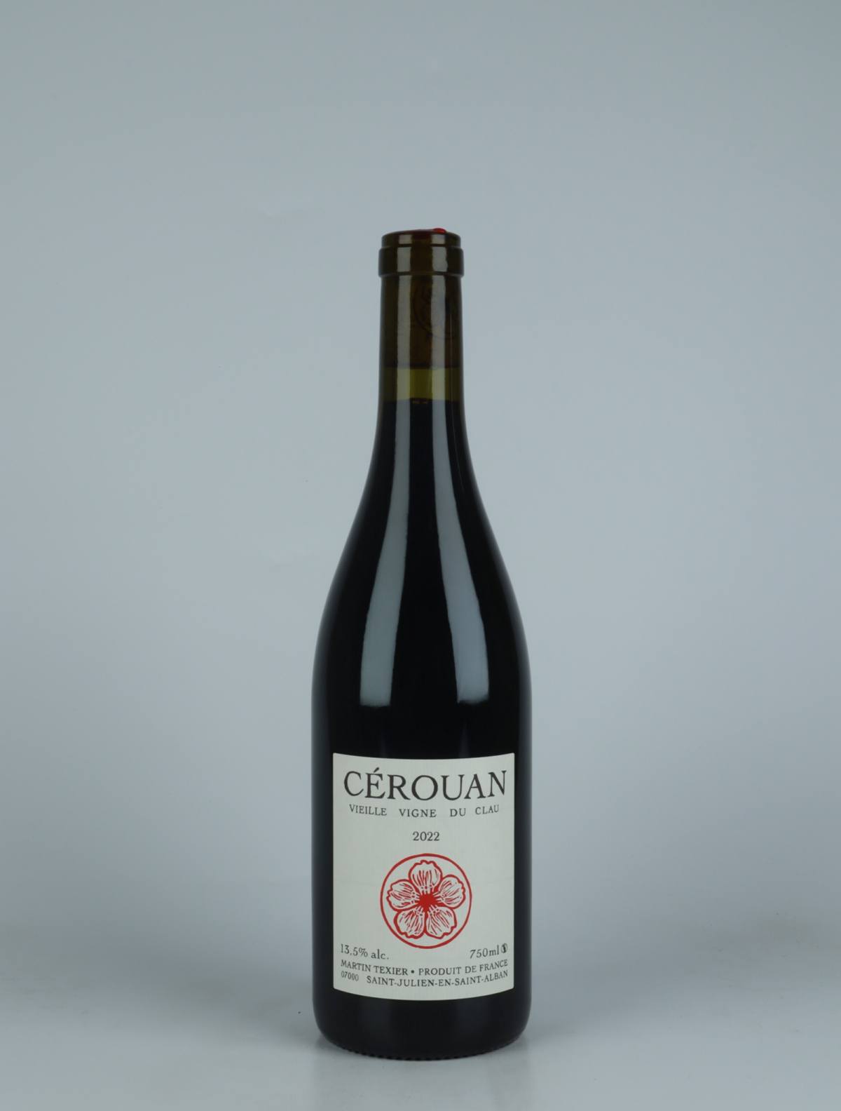 A bottle 2022 Cérouan Red wine from Martin Texier, Rhône in France