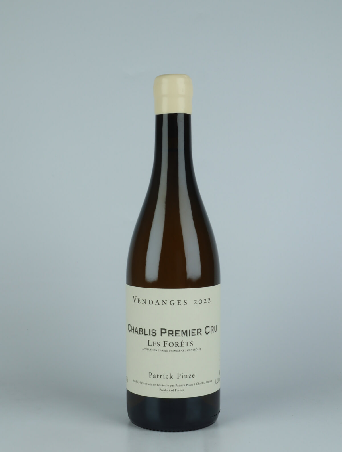 A bottle 2022 Chablis 1. Cru - Les Forêts White wine from Patrick Piuze, Burgundy in France