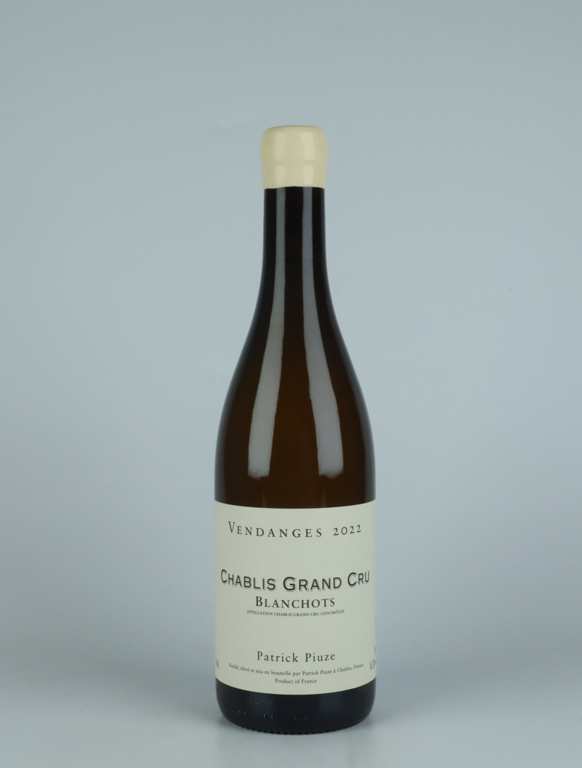 A bottle 2022 Chablis Grand Cru - Blanchots White wine from Patrick Piuze, Burgundy in France