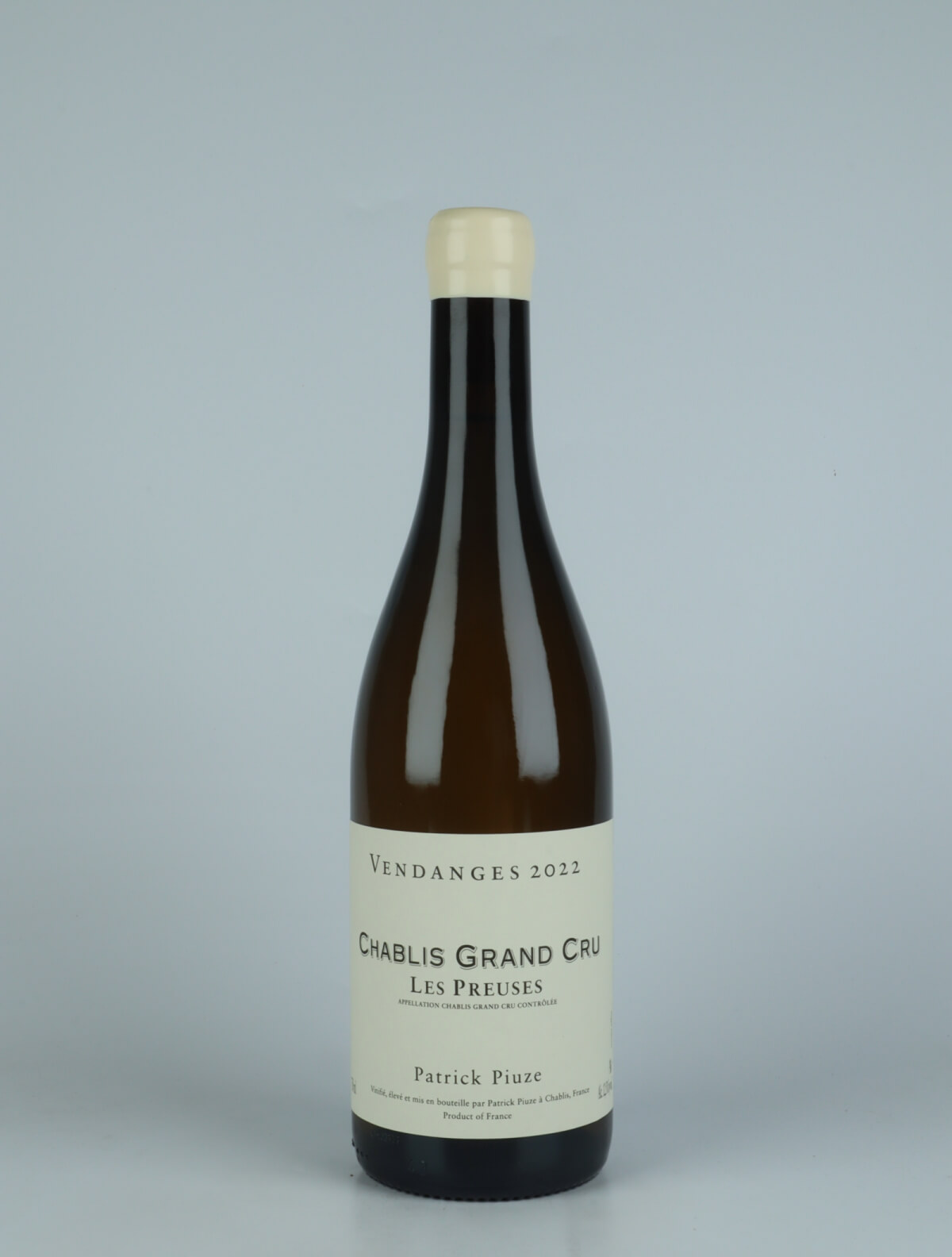 A bottle 2022 Chablis Grand Cru - Les Preuses White wine from Patrick Piuze, Burgundy in France