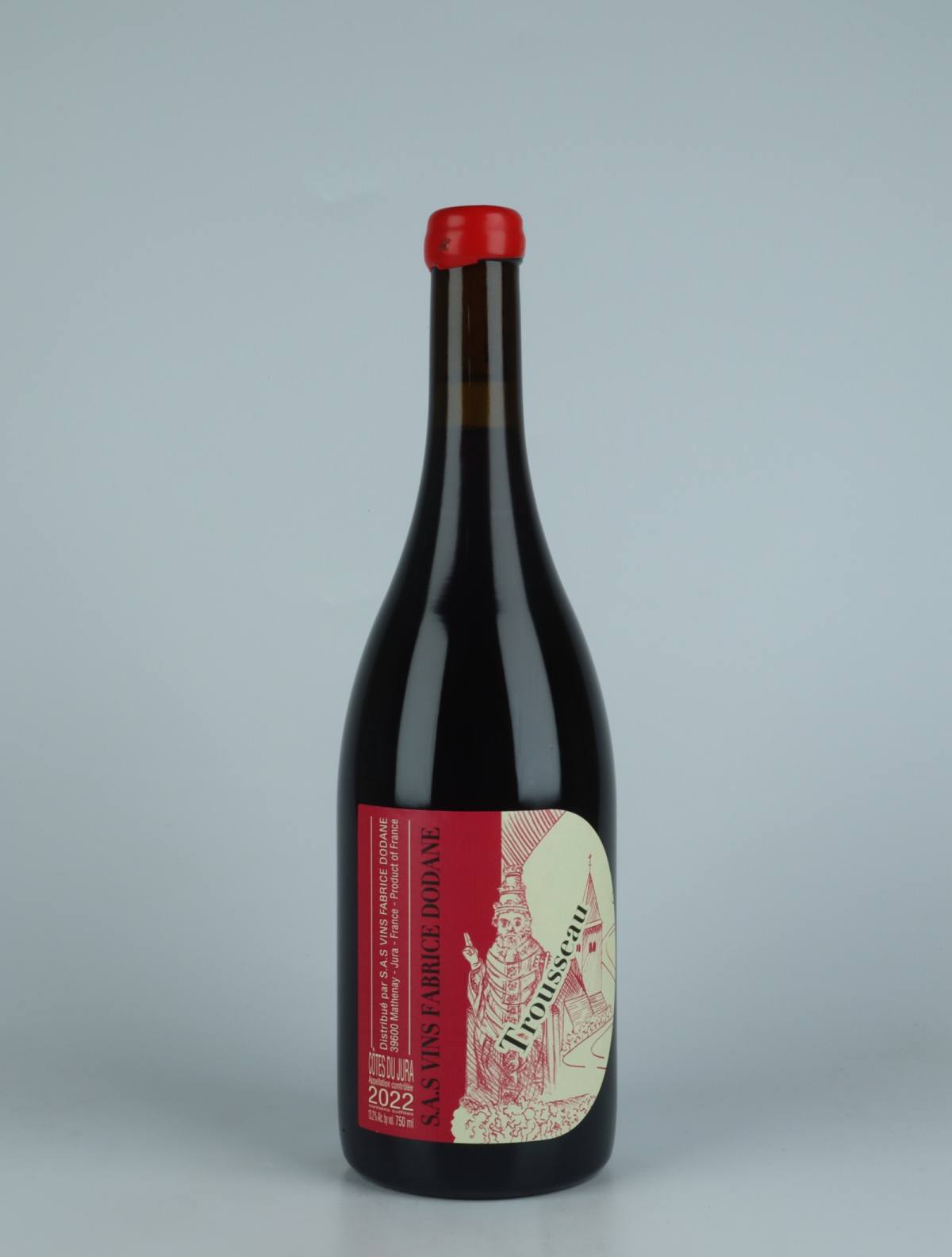 En flaske 2022 Côtes du Jura Rouge - Trousseau Rødvin fra Fabrice Dodane, Jura i Frankrig