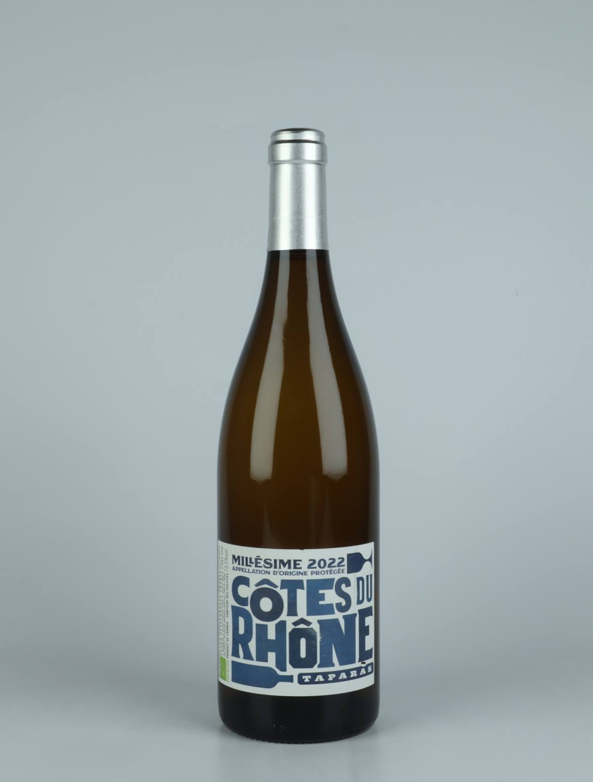 A bottle 2022 Côtes du Rhône Blanc - Taparas White wine from Les Vignerons d’Estézargues, Rhône in France