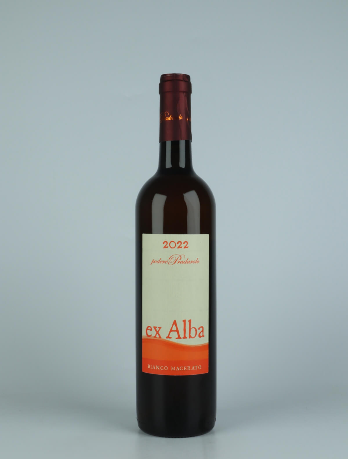 En flaske 2022 Ex Alba Orange vin fra Podere Pradarolo, Emilia-Romagna i Italien