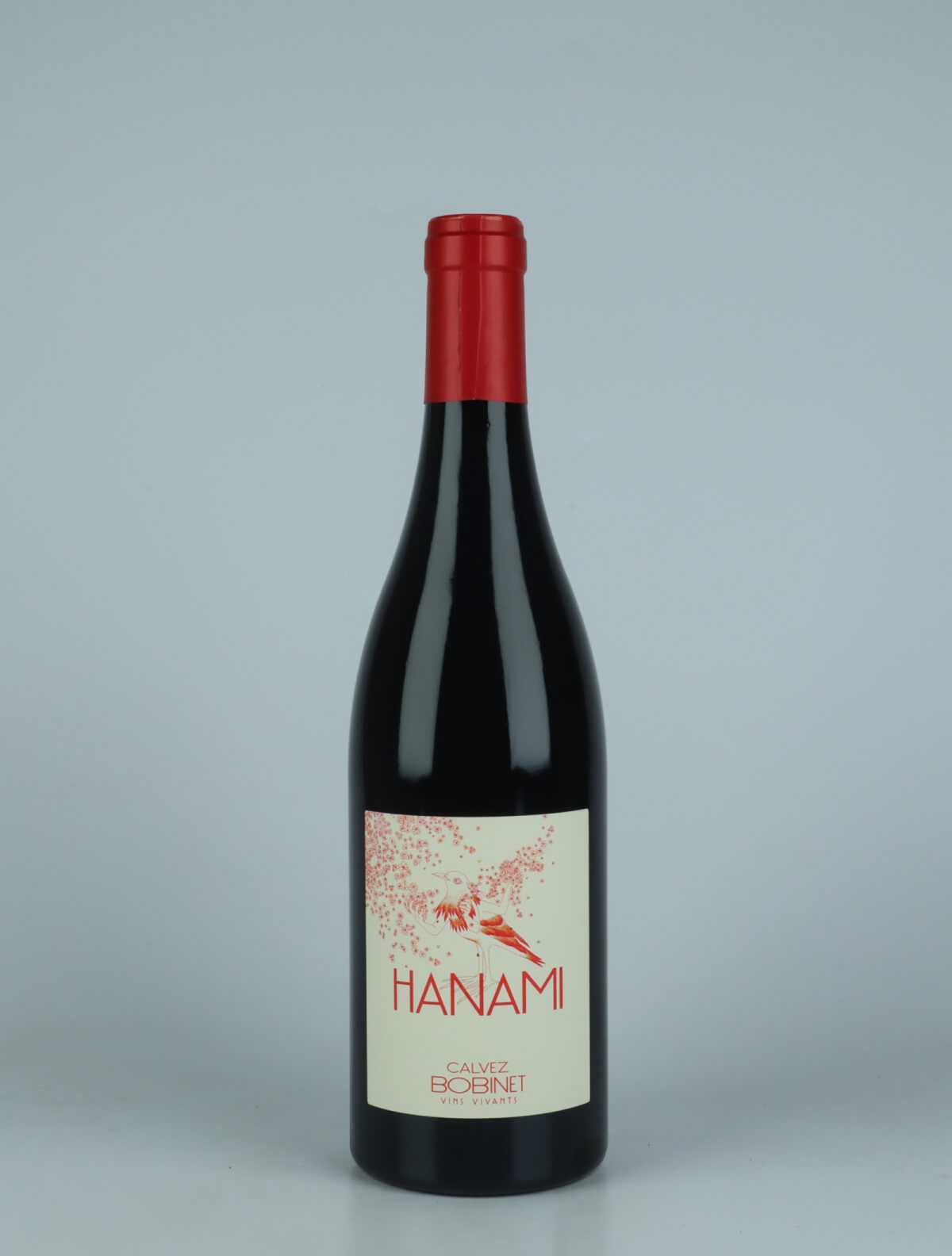 En flaske 2022 Hanami Rødvin fra Domaine Bobinet, Loire i Frankrig