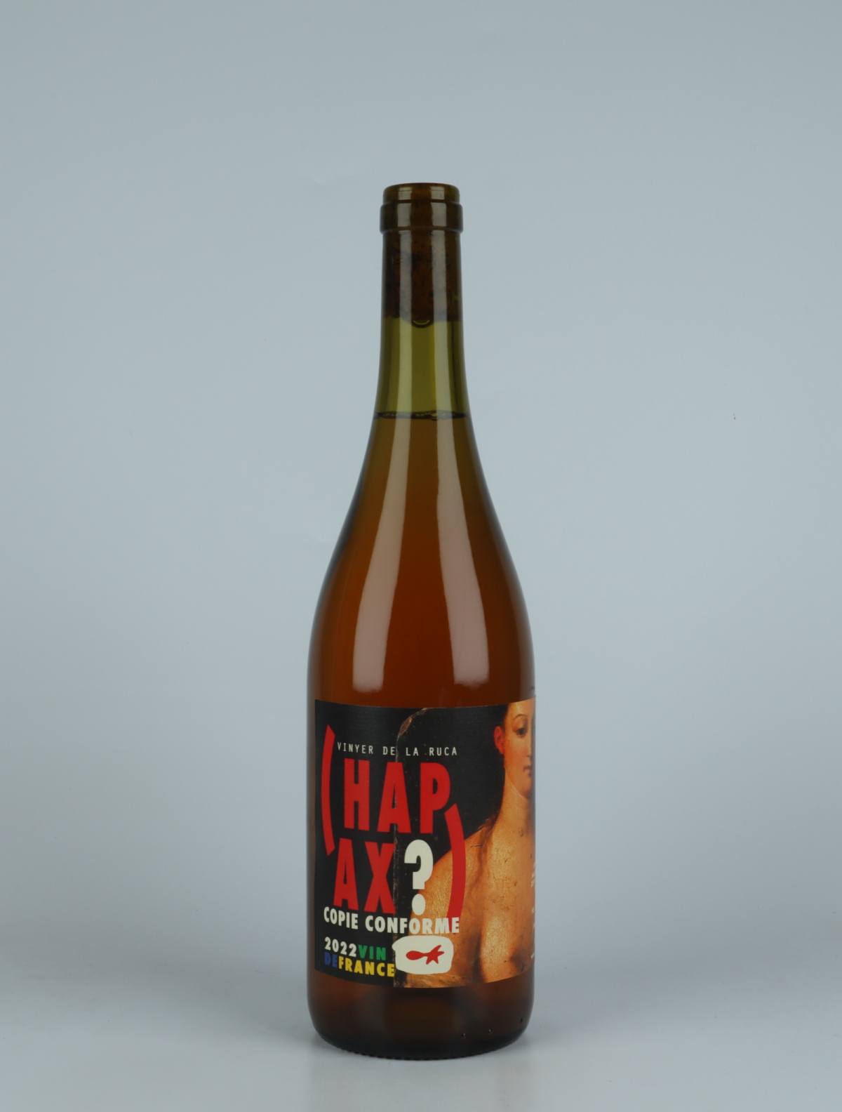 En flaske 2022 Hapax Copie Conforme Rosé fra Vinyer de la Ruca, Rousillon i Frankrig