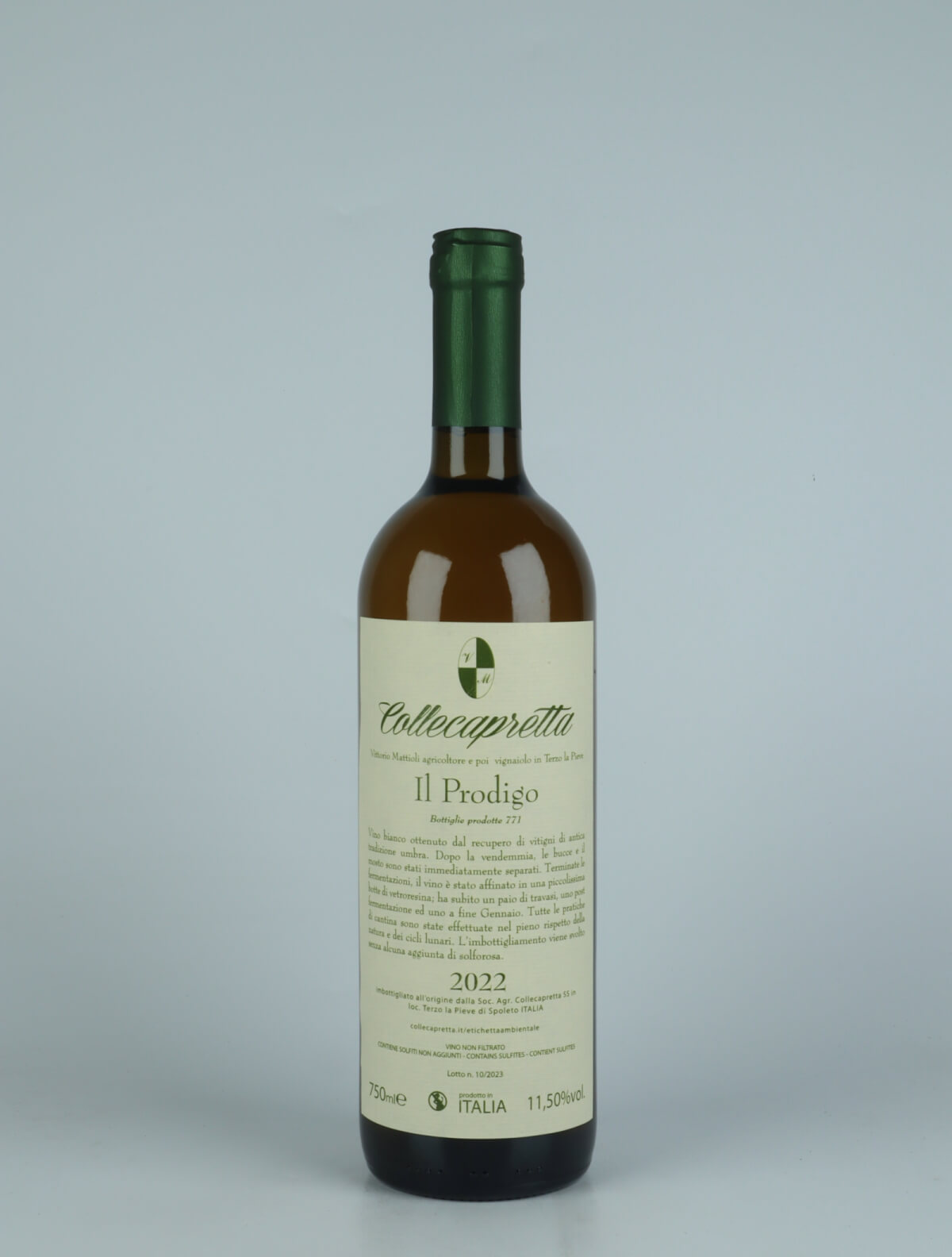En flaske 2022 Il Prodigo Hvidvin fra Collecapretta, Umbrien i Italien