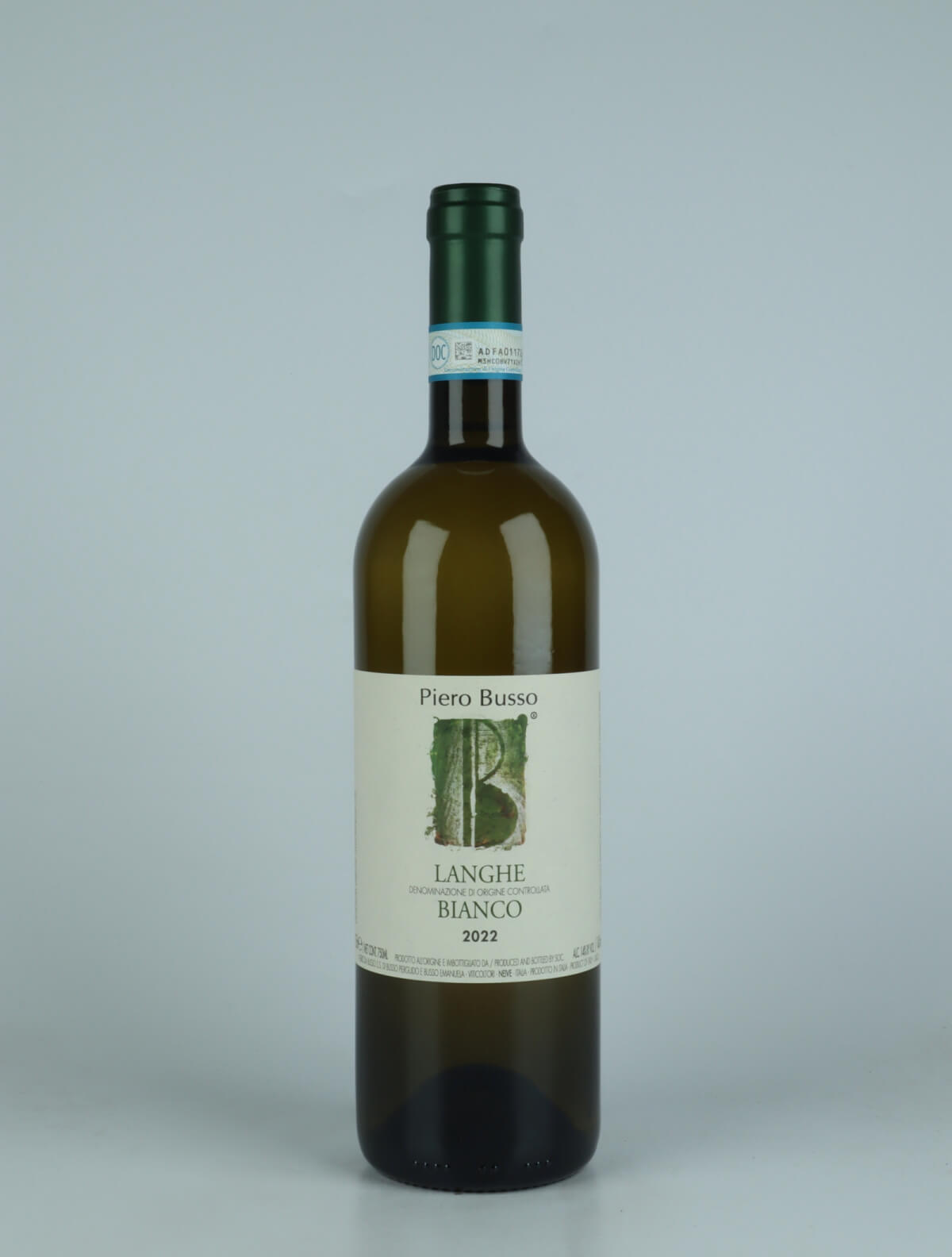 A bottle 2022 Langhe Bianco White wine from Piero Busso, Piedmont in Italy