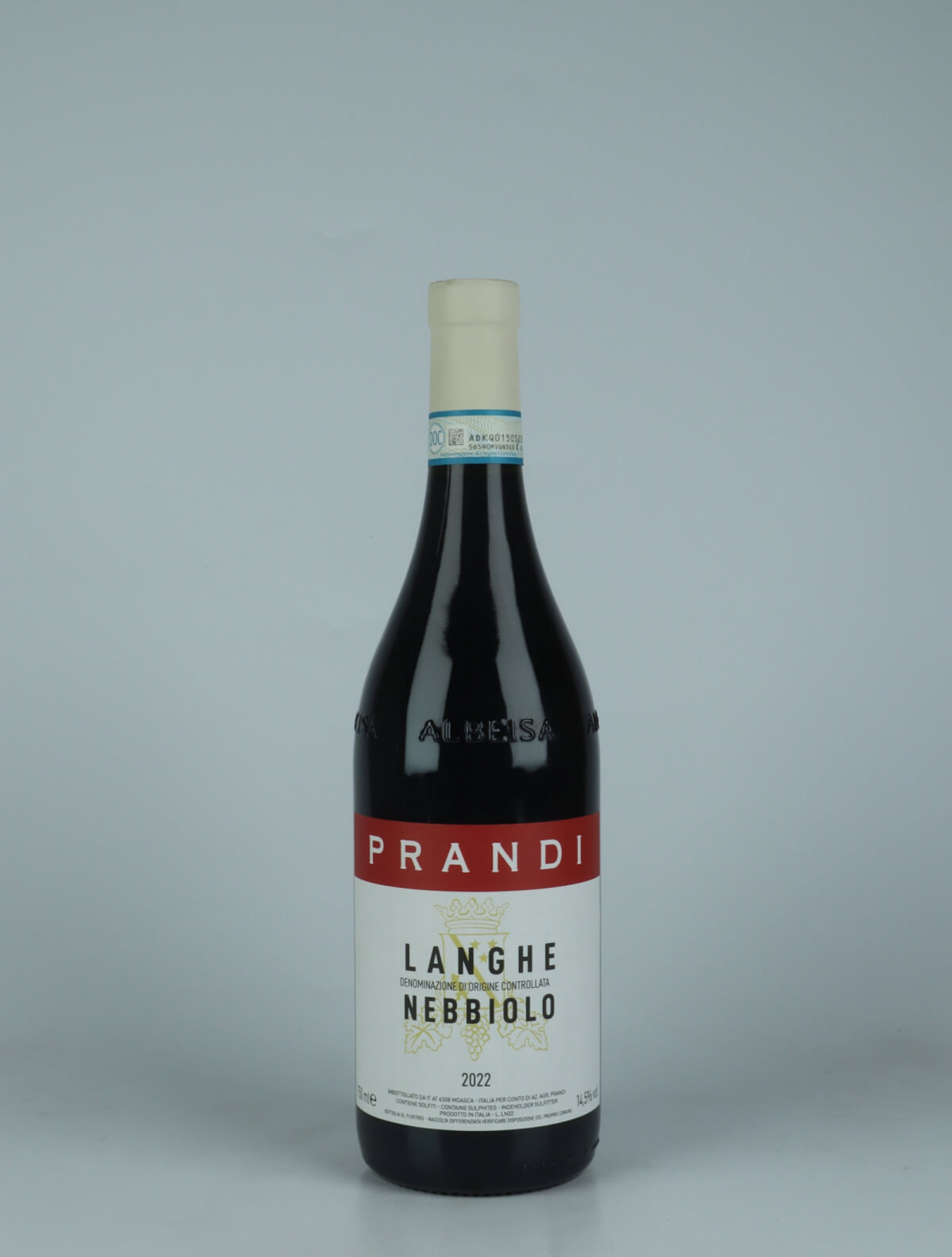 A bottle 2022 Langhe Nebbiolo Red wine from Cristina Prandi, Piedmont in Italy