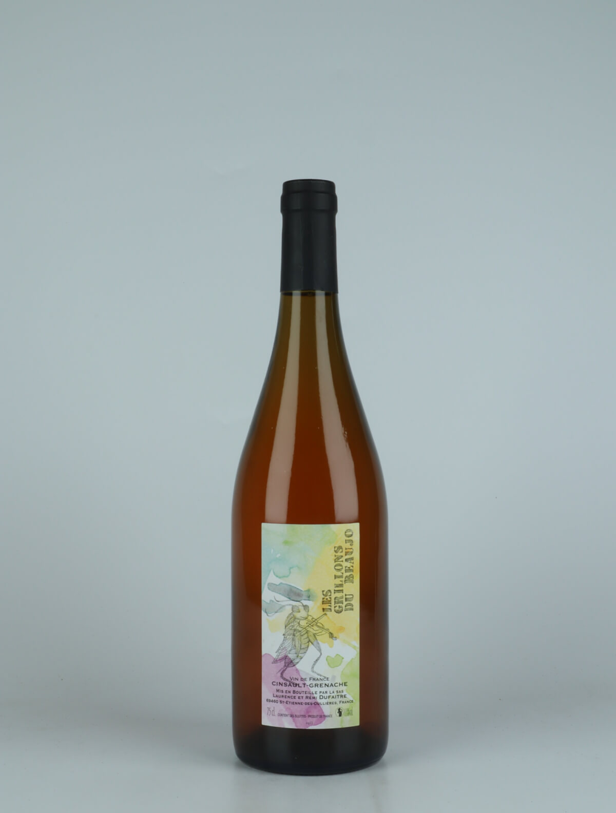 A bottle 2022 Les Grillons de Beaujo Rosé from Laurence & Rémi Dufaitre, Beaujolais in France