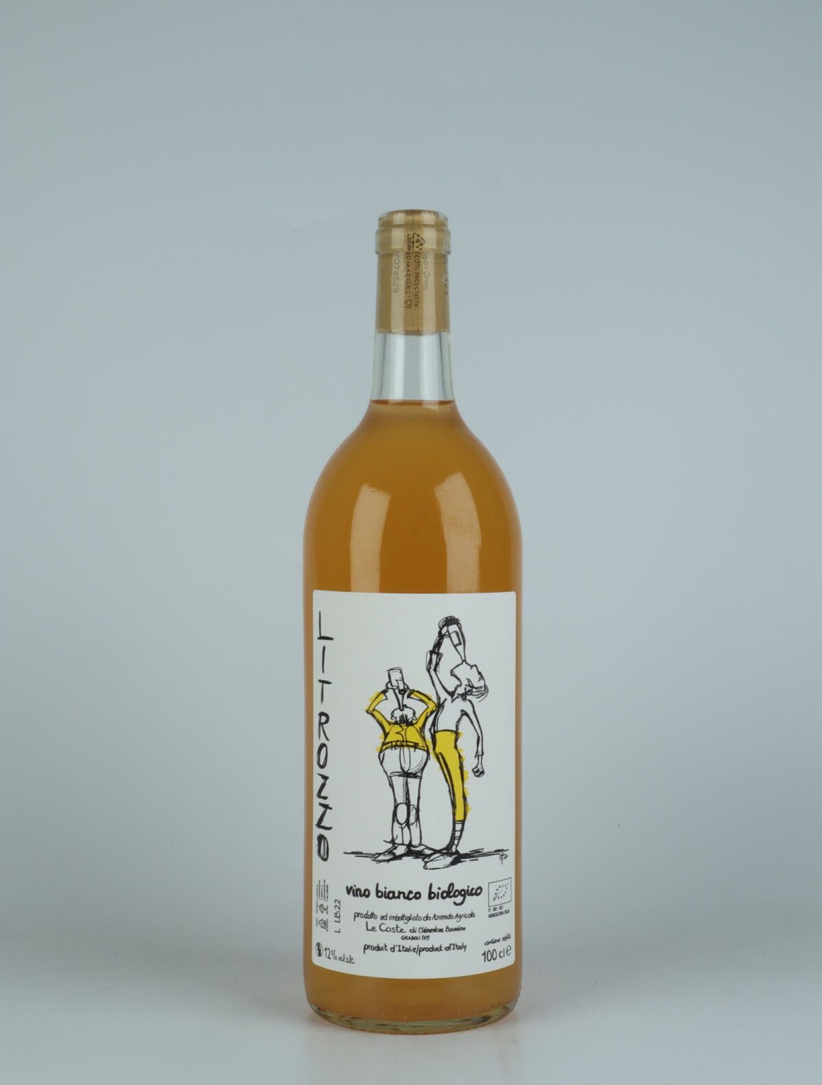 A bottle 2022 Litrozzo Bianco White wine from Le Coste, Lazio in Italy