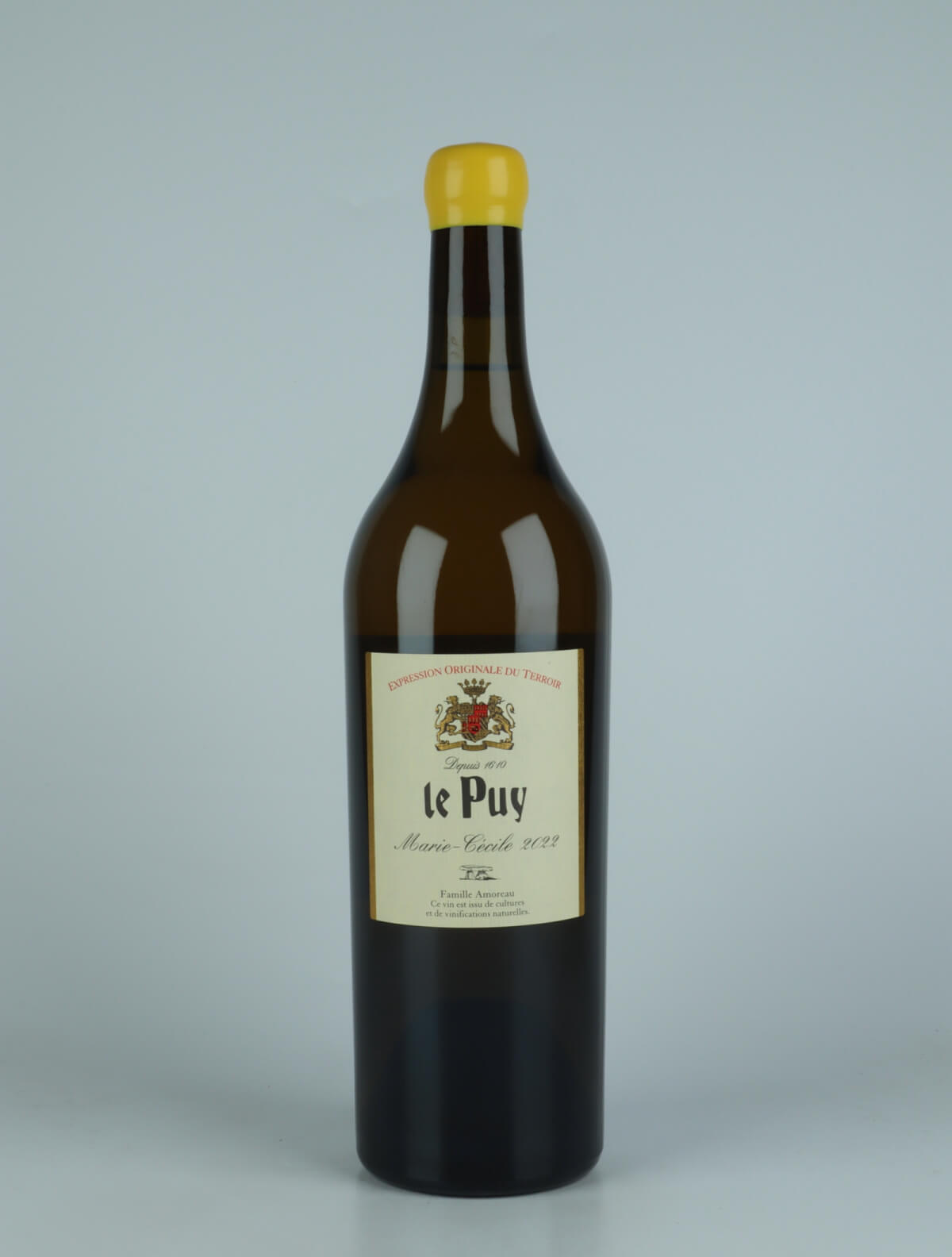A bottle 2022 Marie-Cécile White wine from Château le Puy, Bordeaux in France