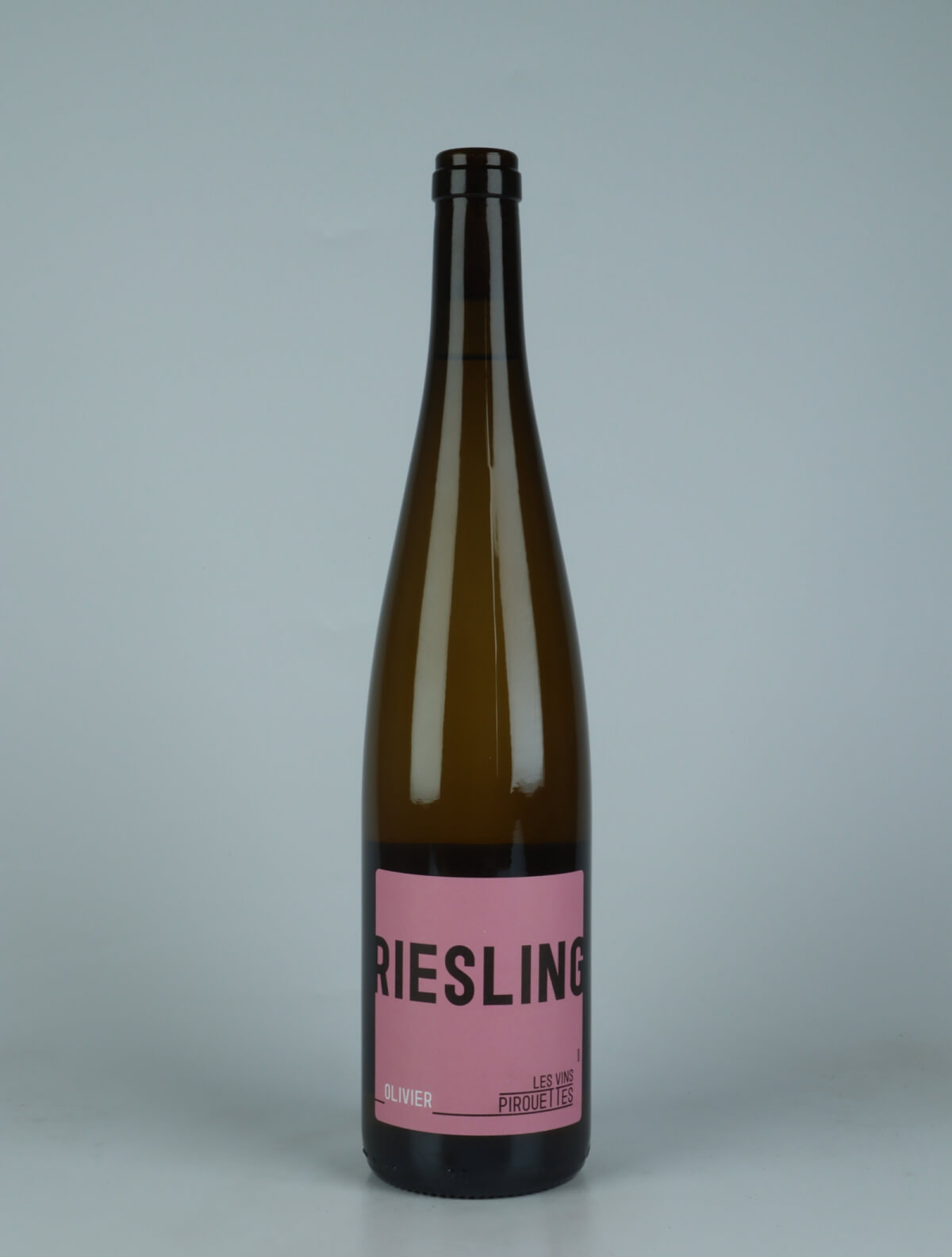 A bottle 2022 Riesling d'Olivier White wine from Les Vins Pirouettes, Alsace in France