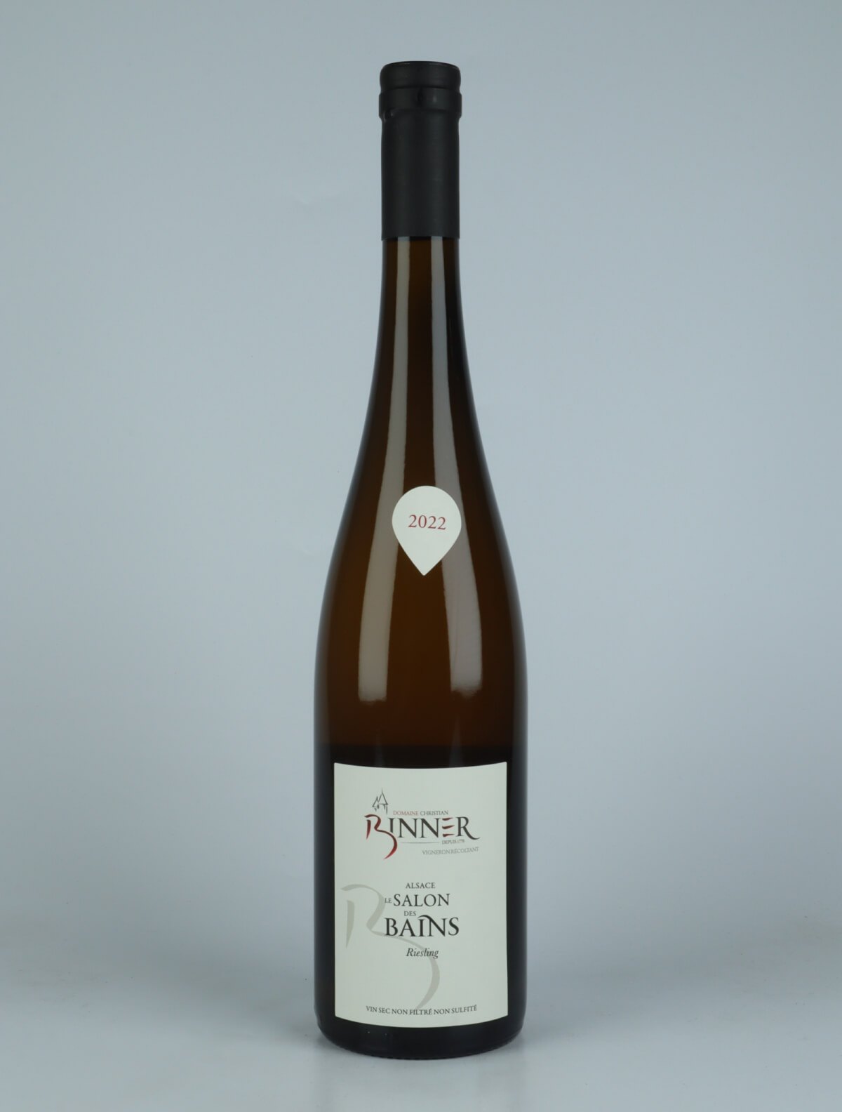 En flaske 2022 Riesling - Salon des Bains Hvidvin fra Domaine Christian Binner, Alsace i Frankrig