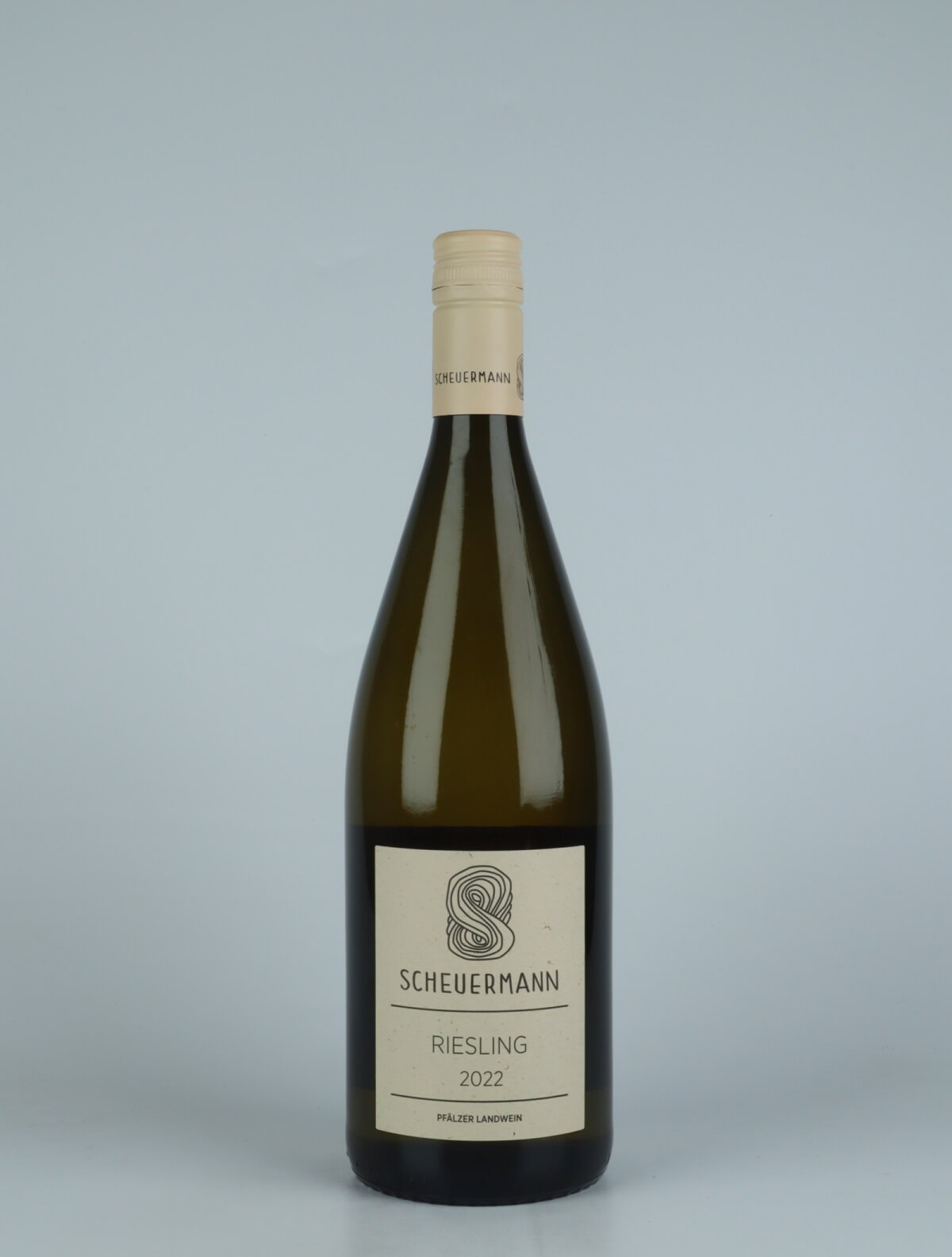 A bottle 2022 Riesling Trocken Liter White wine from Weingut Scheuermann, Pfalz in Germany