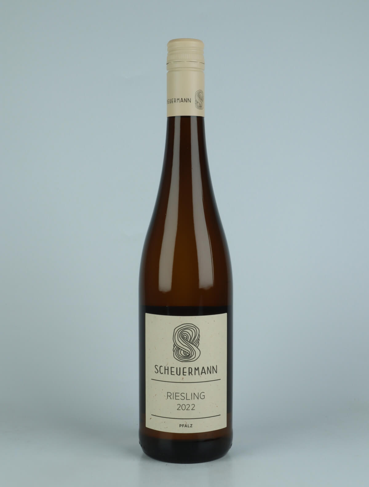 A bottle 2022 Riesling Trocken White wine from Weingut Scheuermann, Pfalz in Germany