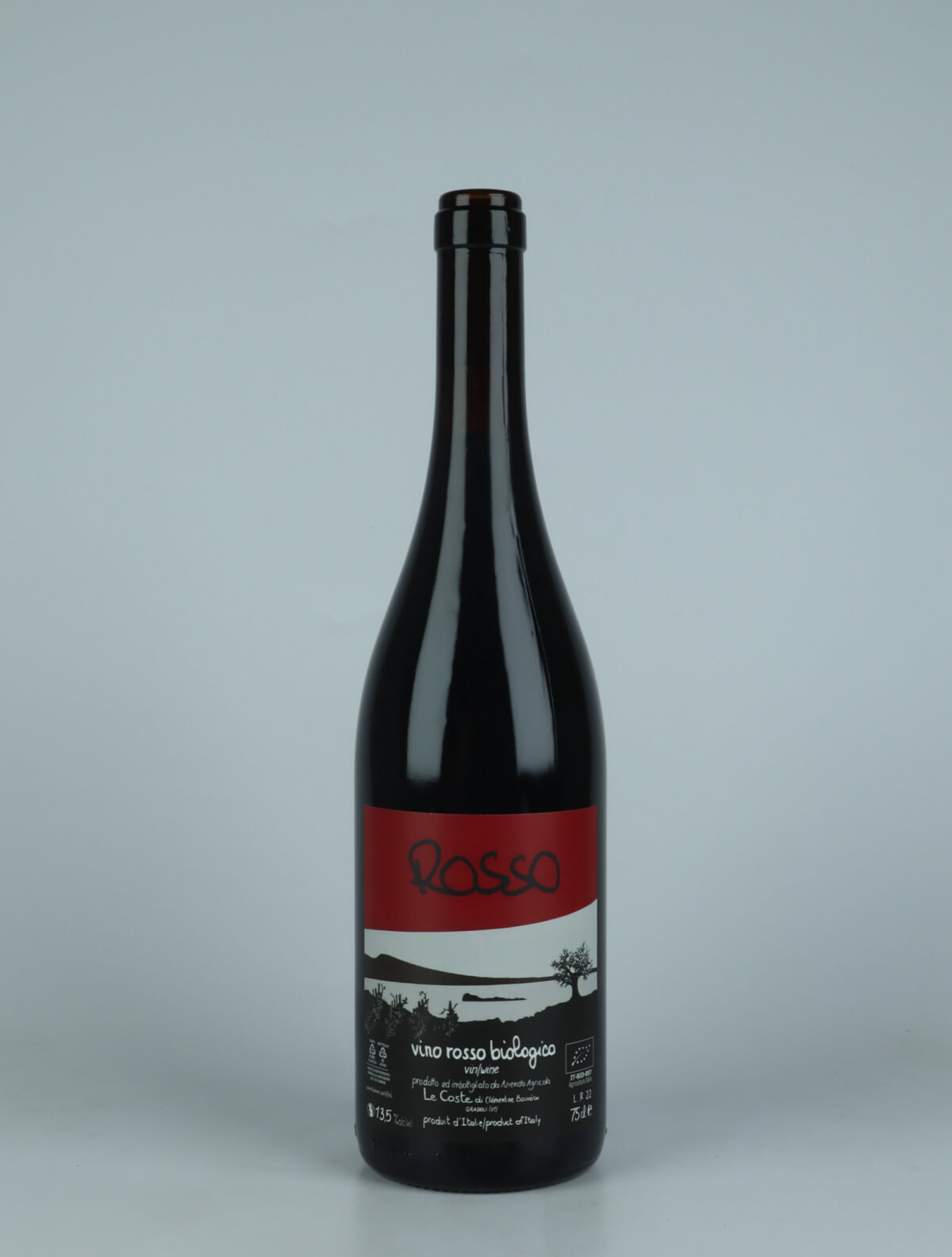 En flaske 2022 Rosso Rødvin fra Le Coste, Lazio i Italien