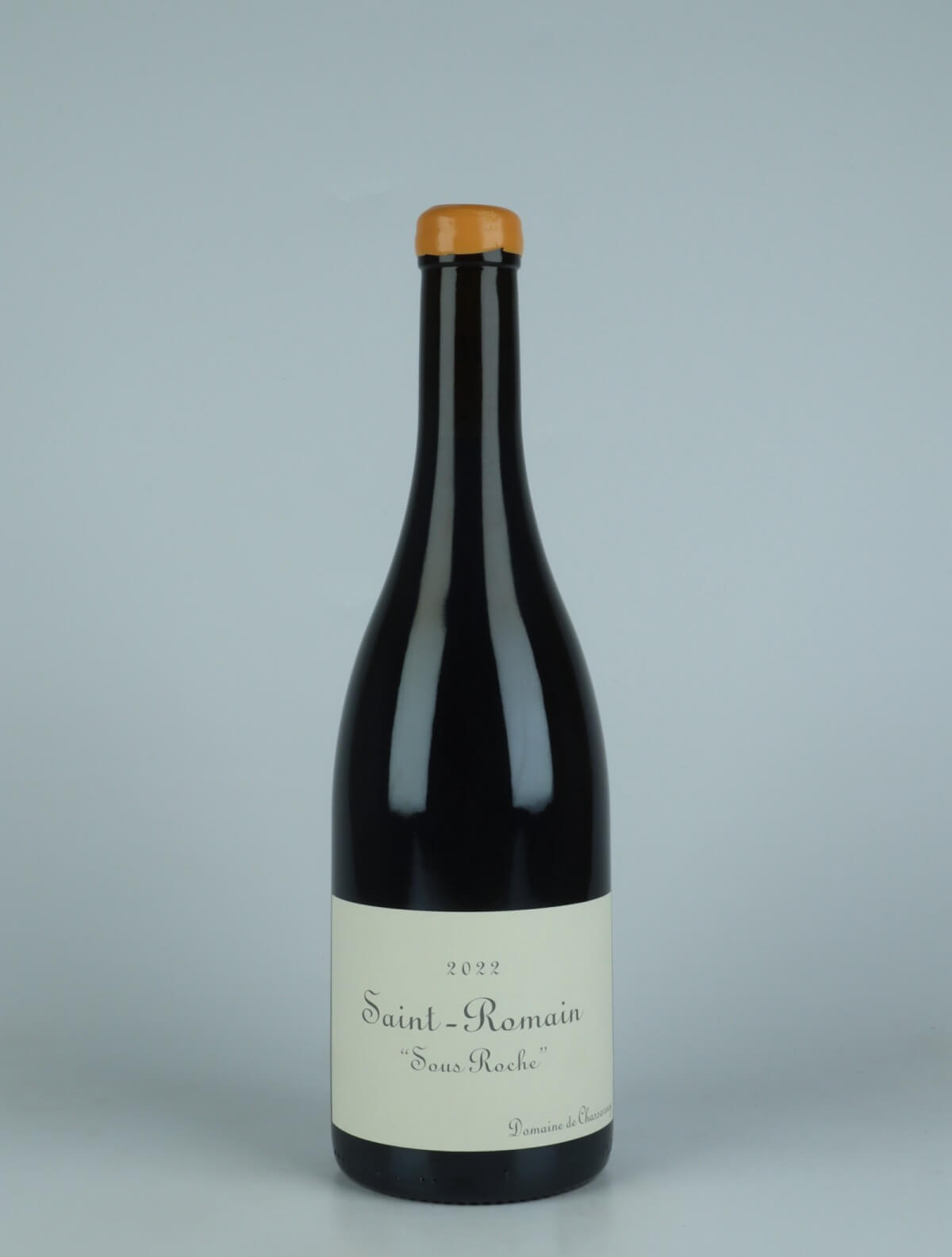 A bottle 2022 Saint Romain Rouge - Sous Roche Red wine from Domaine de Chassorney, Burgundy in France