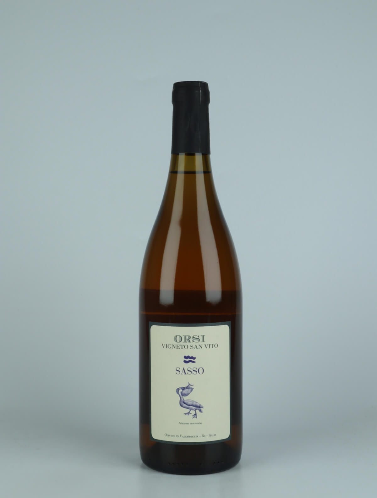 A bottle 2022 Sasso Orange wine from Orsi - San Vito, Emilia-Romagna in Italy