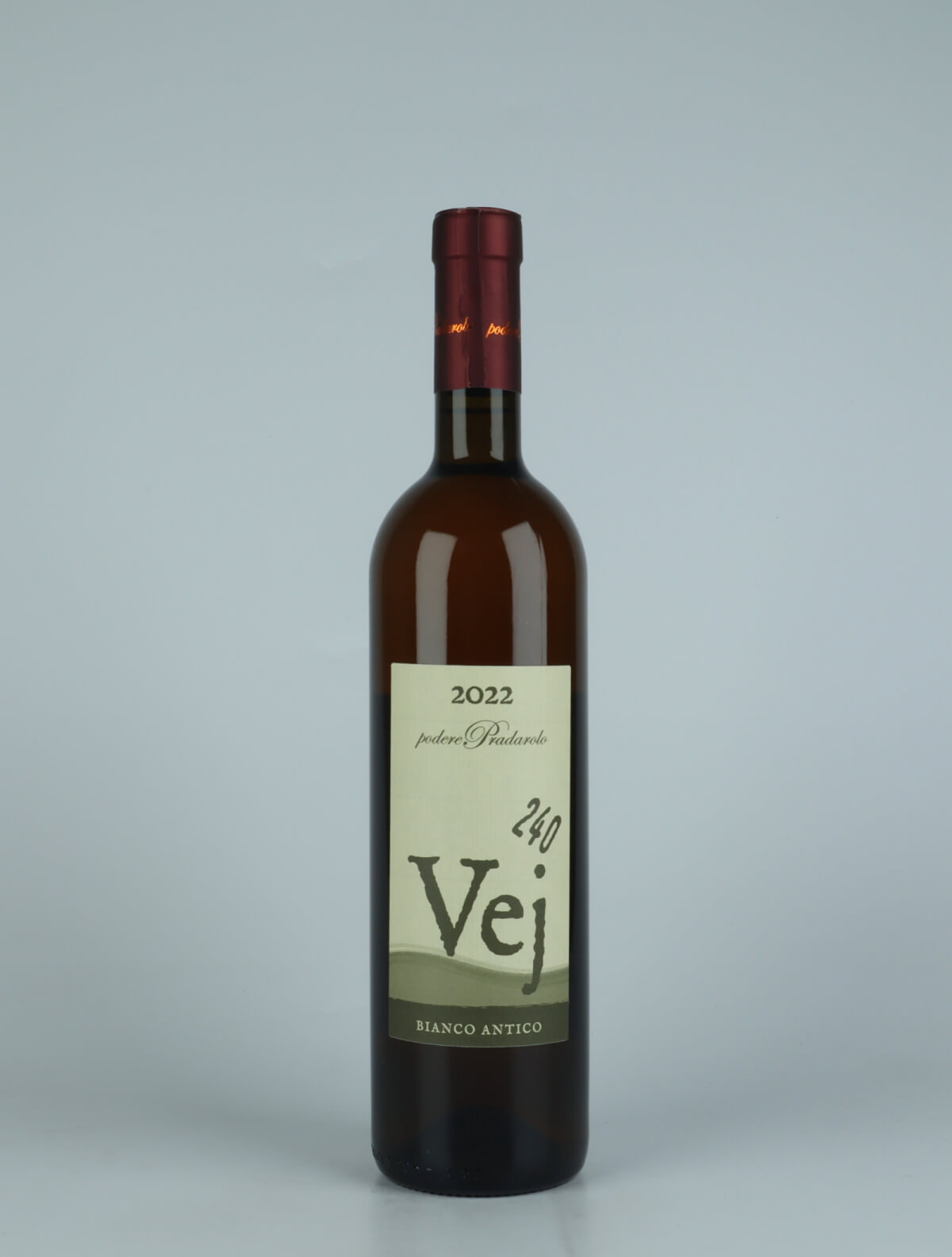 A bottle 2022 Vej 240 - Bianco Antico Orange wine from Podere Pradarolo, Emilia-Romagna in Italy