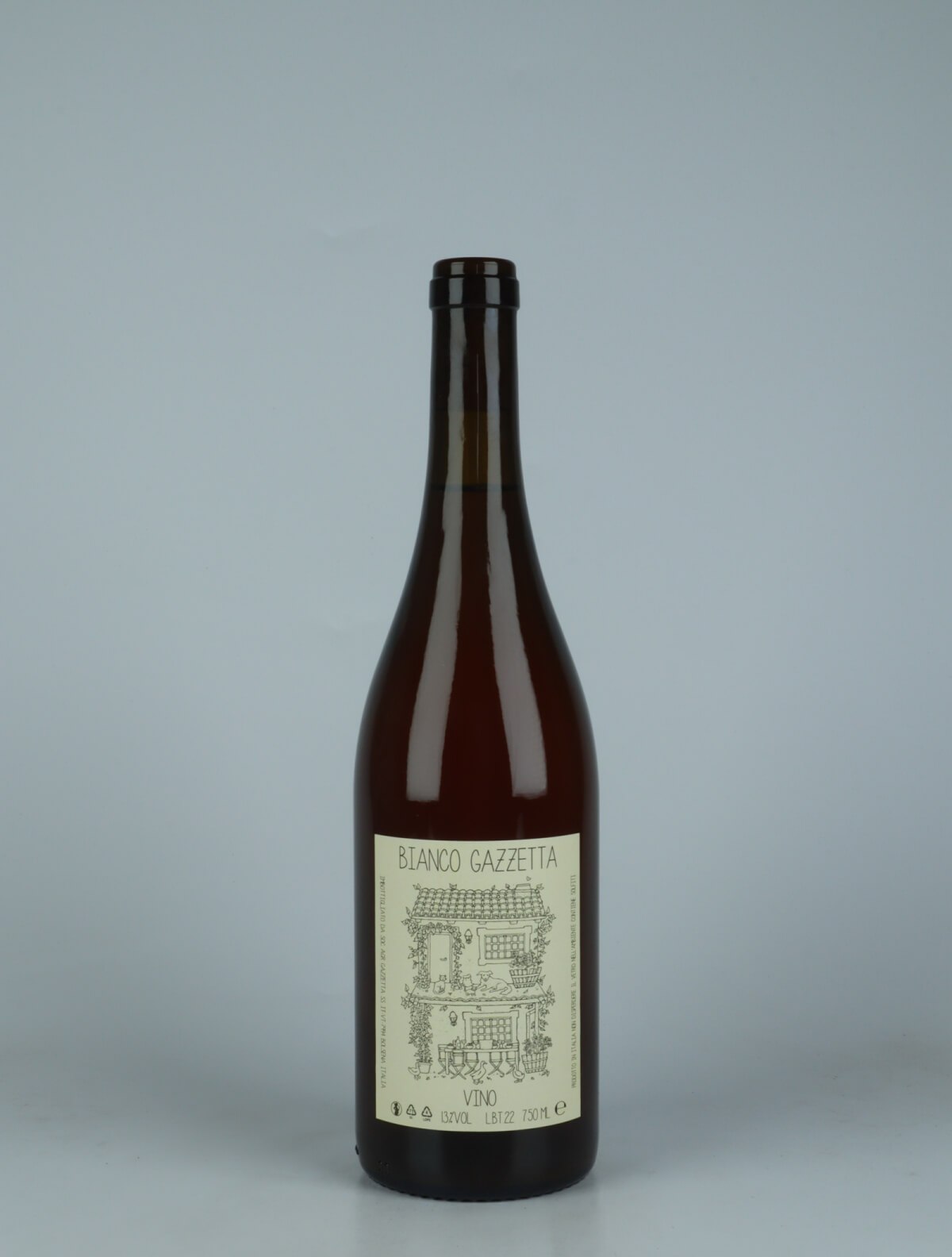 A bottle 2022 Vino Bianco Gazzetta Orange wine from Gazzetta, Lazio in Italy