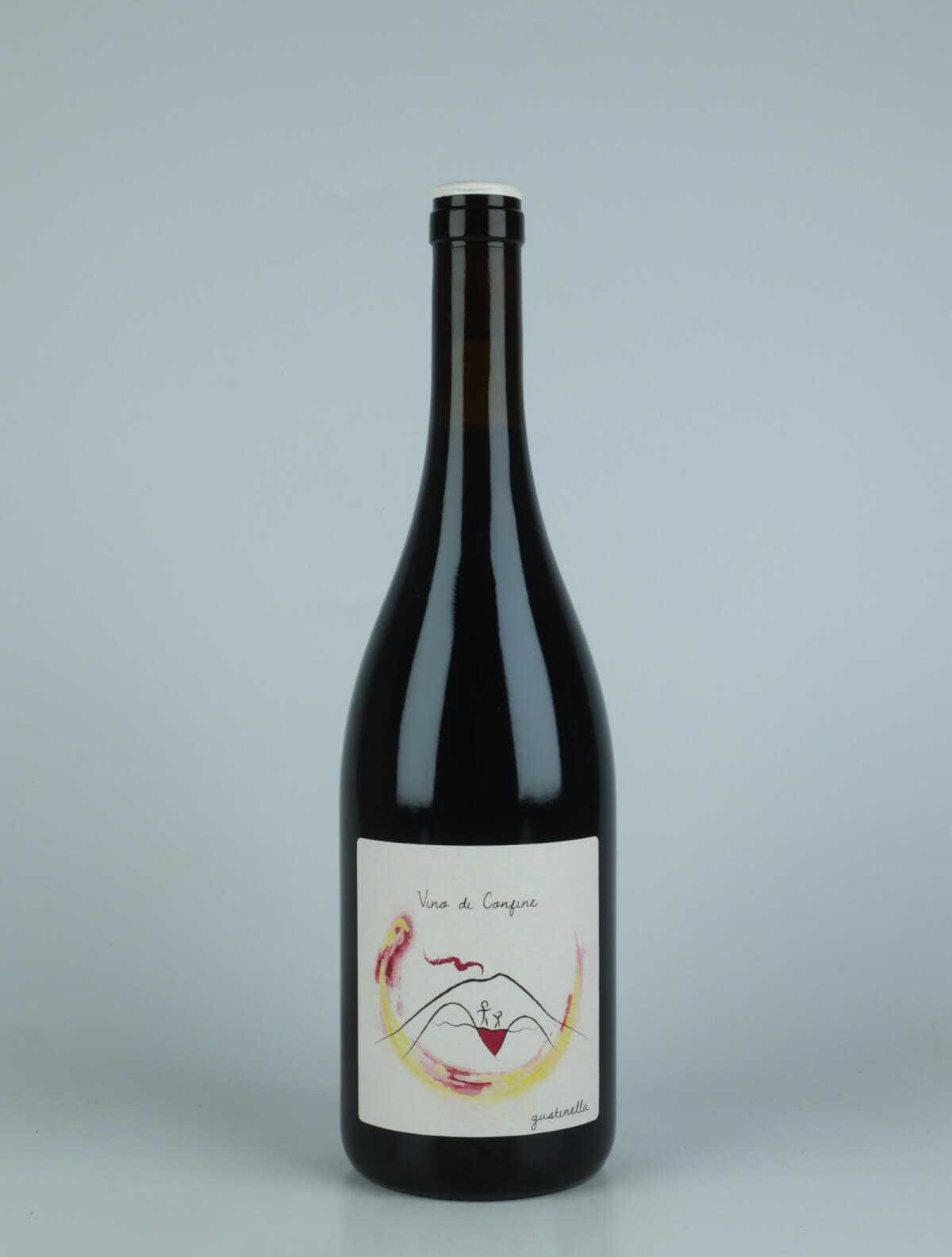 A bottle 2022 Vino di Confine Red wine from Gustinella, Sicily in Italy