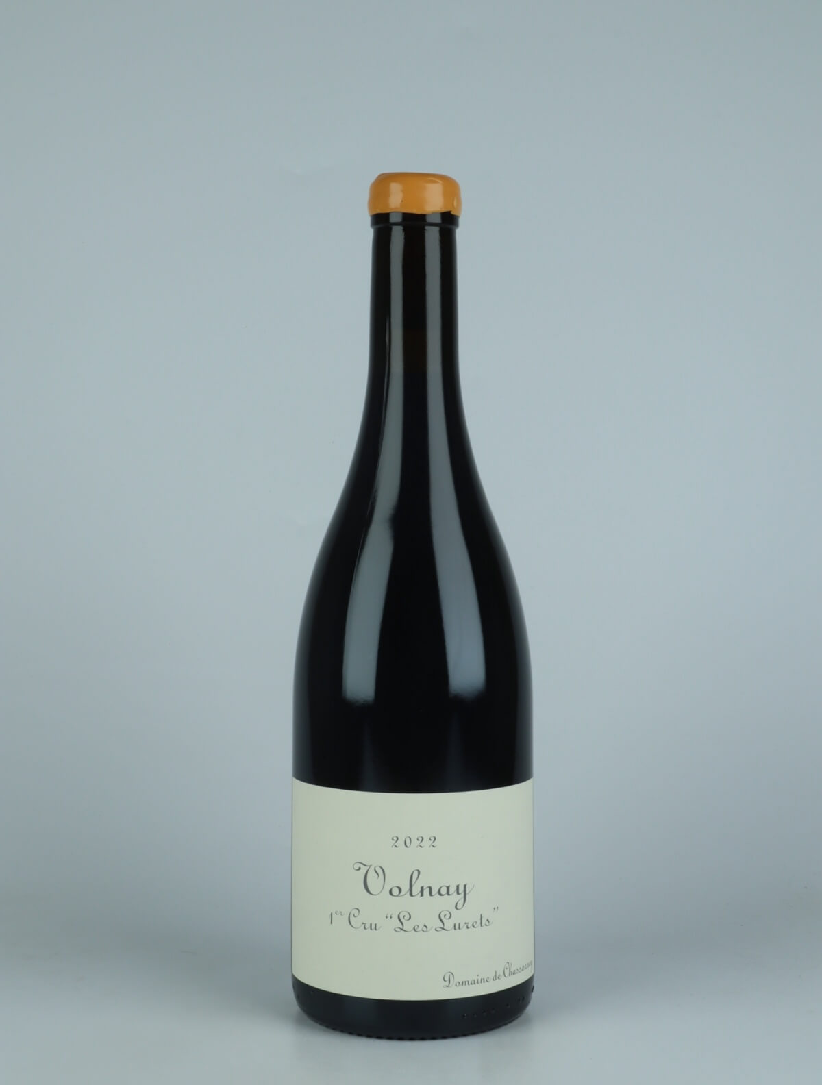 A bottle 2022 Volnay 1. Cru - Les Lurets Red wine from Domaine de Chassorney, Burgundy in France