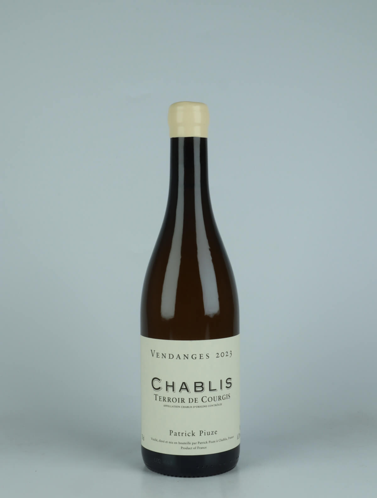 A bottle 2023 Chablis - Terroir de Courgis White wine from Patrick Piuze, Burgundy in France