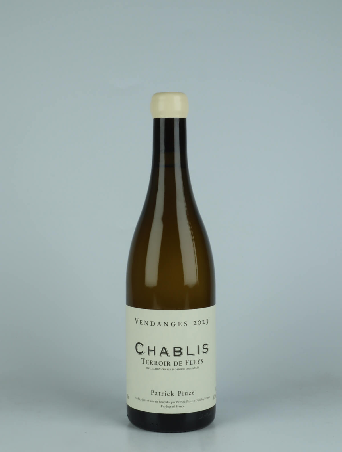 A bottle 2023 Chablis - Terroir de Fleys White wine from Patrick Piuze, Burgundy in France