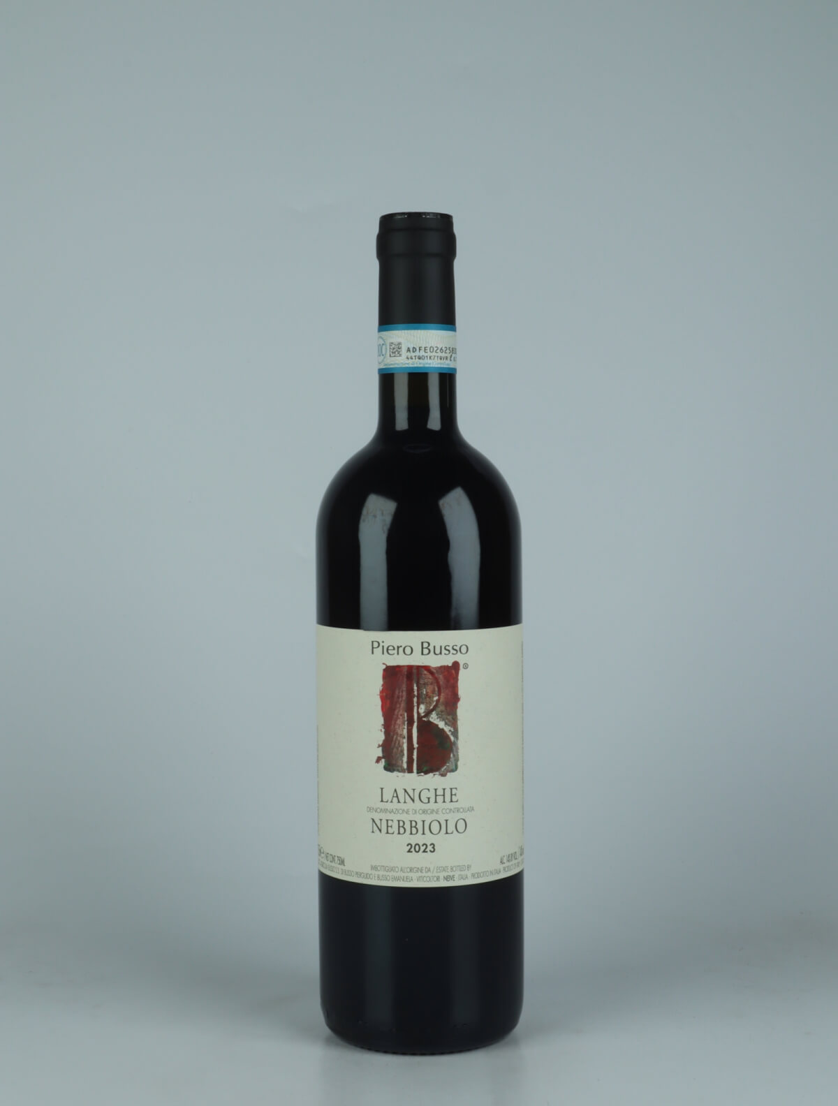 A bottle 2023 Langhe Nebbiolo Red wine from Piero Busso, Piedmont in Italy