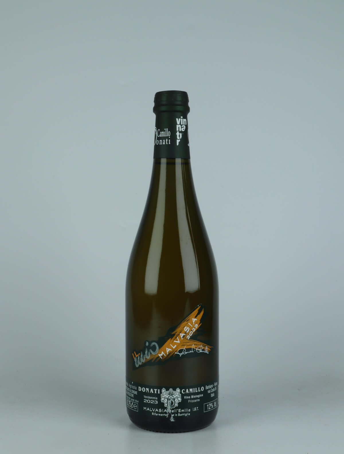 A bottle 2023 Malvasia Frizzante Sparkling from Camillo Donati, Emilia-Romagna in Italy