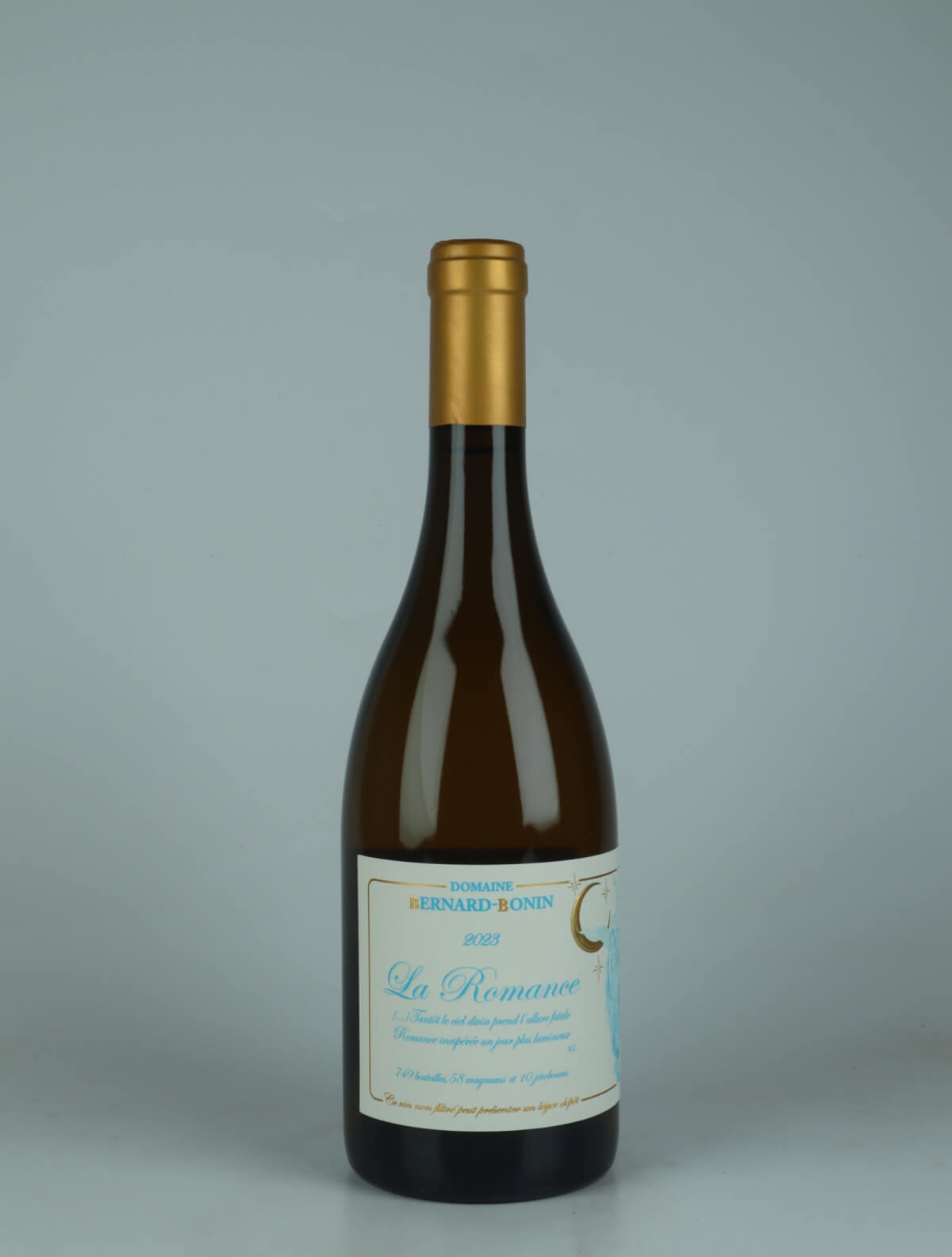 A bottle 2023 Puligny-Montrachet 1. Cru - La Romance White wine from Domaine Bernard-Bonin, Burgundy in France