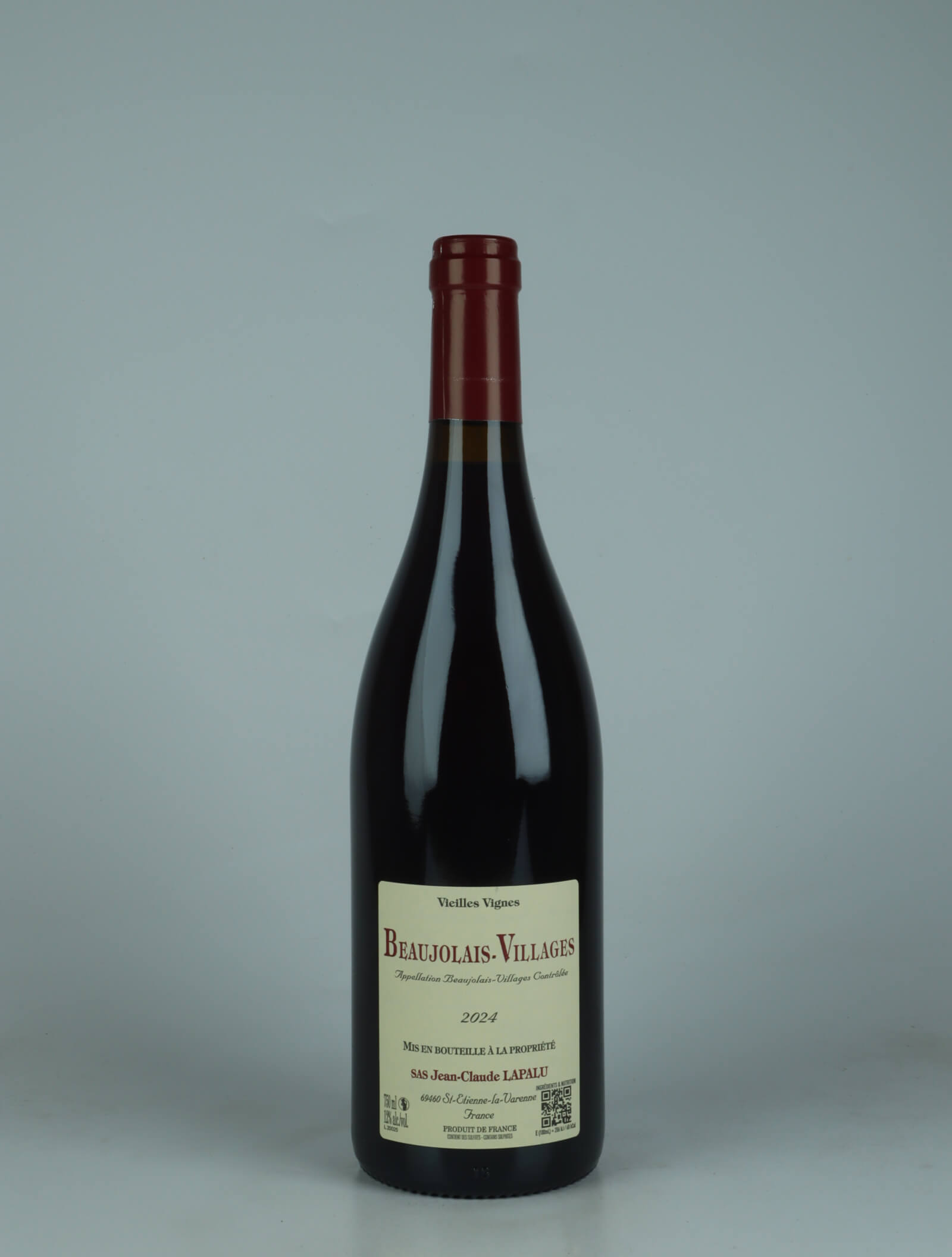 A bottle 2024 Beaujolais Villages - Vieilles Vignes Red wine from Jean-Claude Lapalu, Beaujolais in France