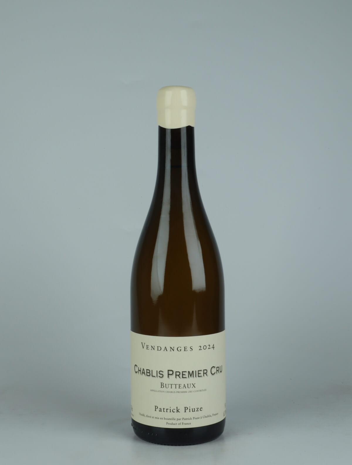 A bottle 2024 Chablis 1. Cru - Butteaux White wine from Patrick Piuze, Burgundy in France
