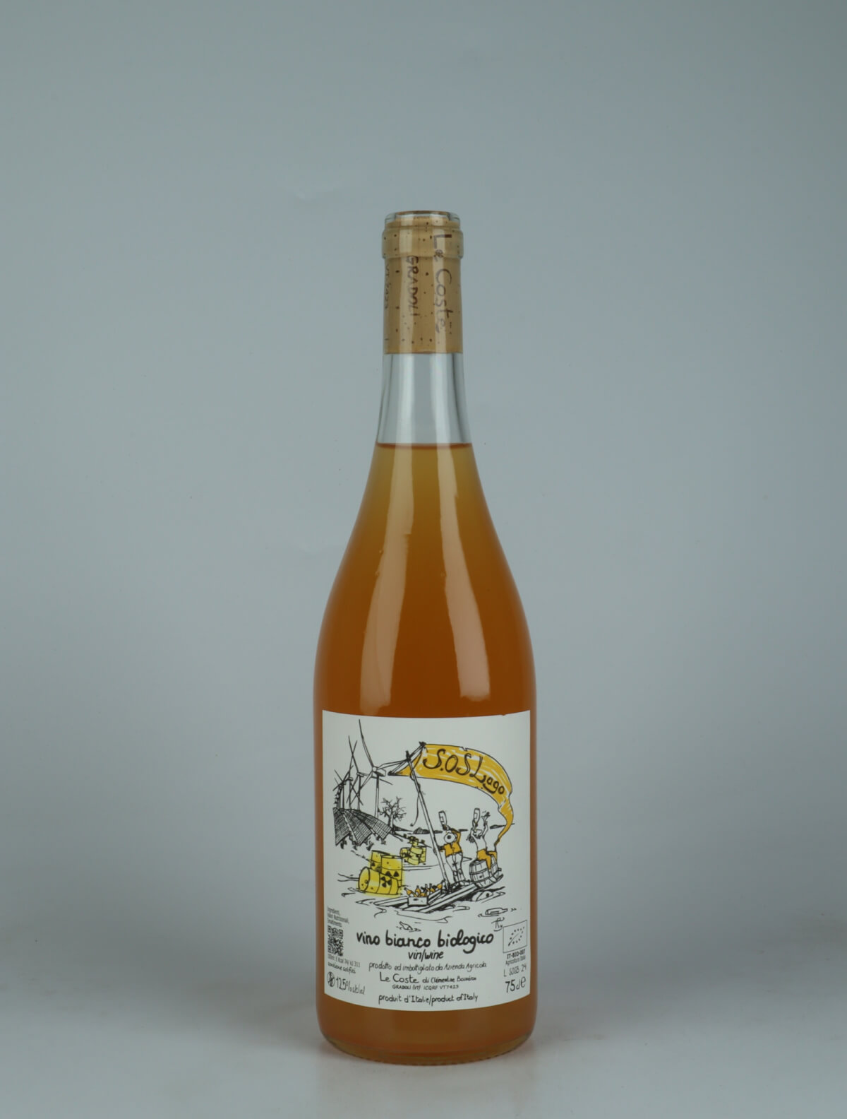 A bottle 2024 SOS Lago Bianco Orange wine from Le Coste, Lazio in Italy