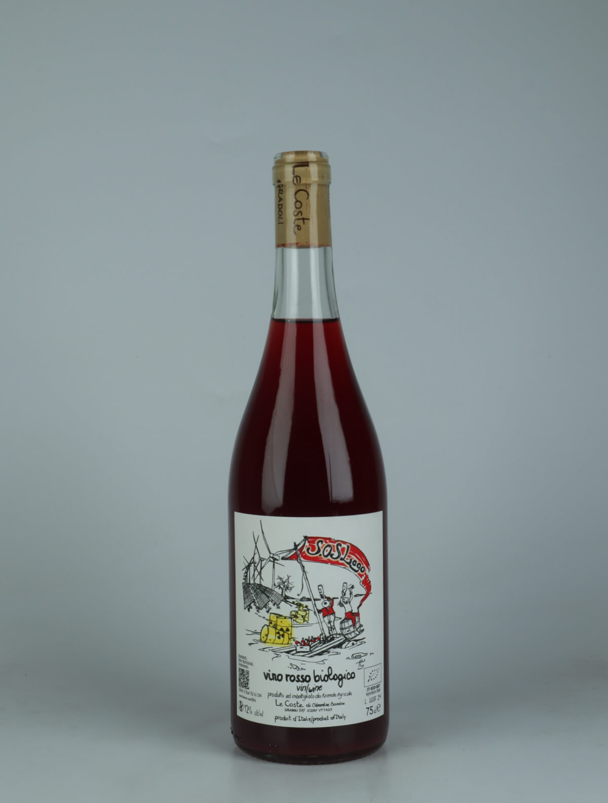 A bottle 2024 SOS Lago Rosso Red wine from Le Coste, Lazio in Italy