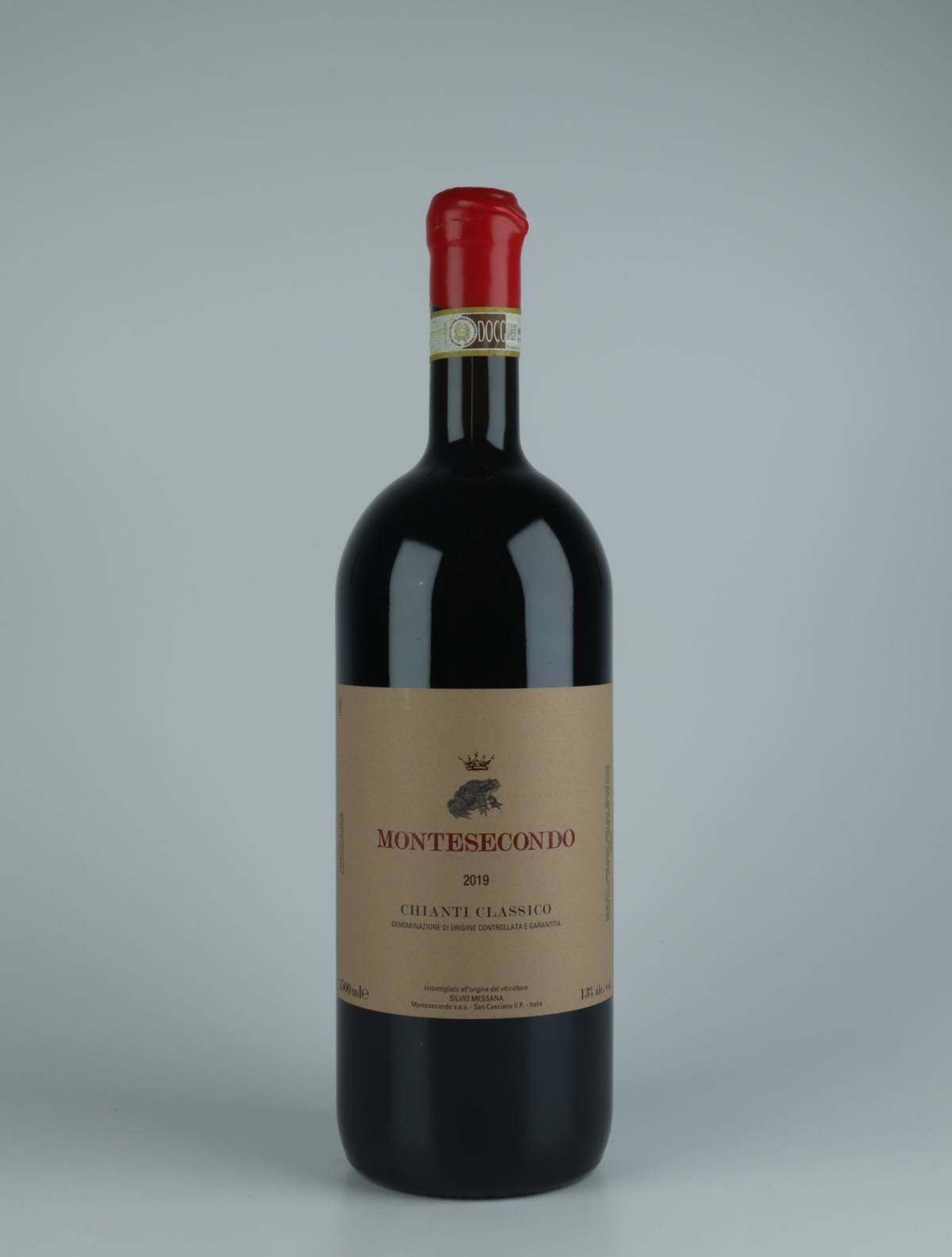 En flaske 2019 Chianti Classico Rødvin fra Montesecondo, Toscana i Italien