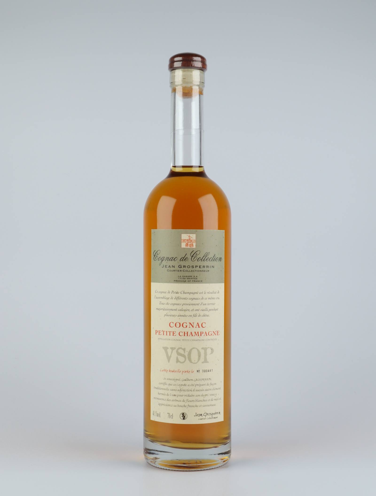 En flaske N.V. Cognac - VSOP - Petite Champagne Spiritus fra Jean Grosperrin, Cognac i Frankrig