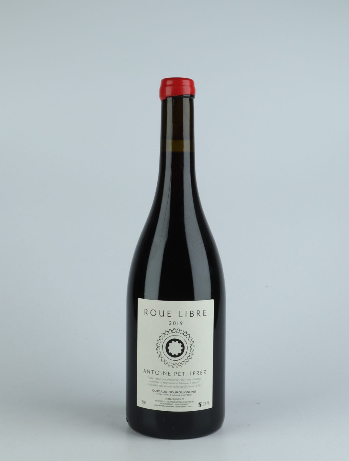 En flaske 2019 Coteaux Bourguignons - Roue Libre Rødvin fra Antoine Petitprez, Bourgogne i Frankrig