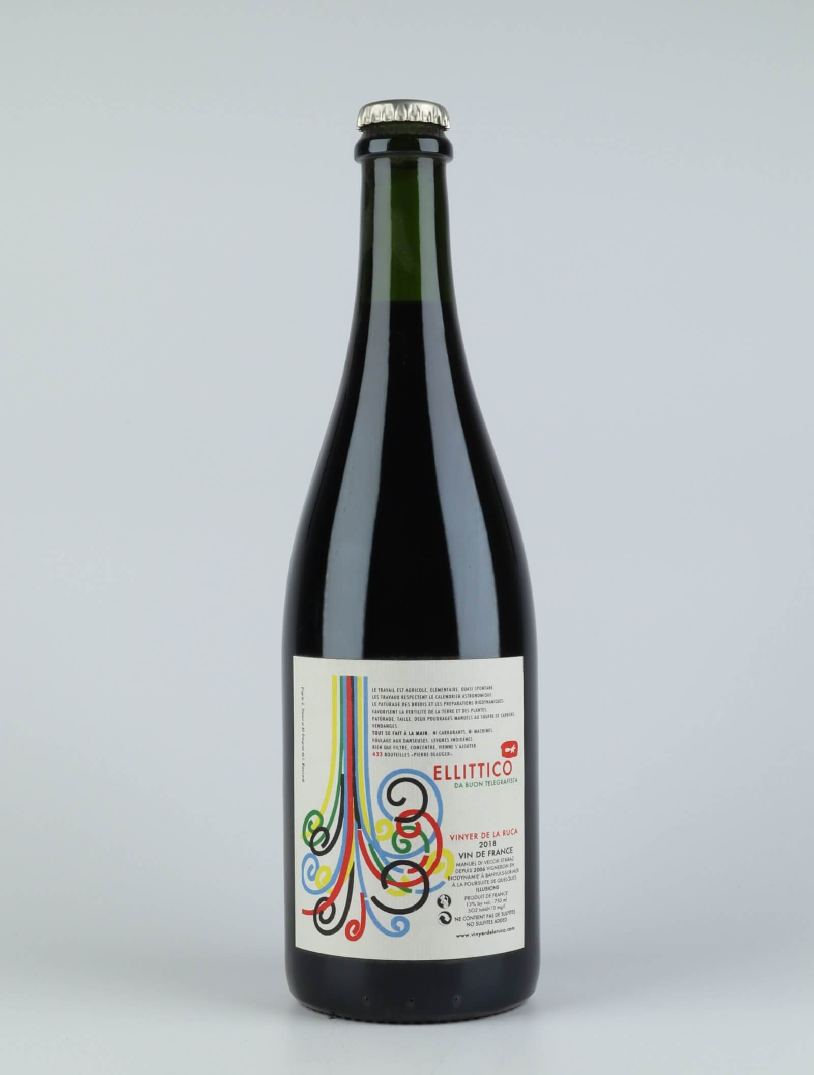 En flaske 2018 Ellittico Rødvin fra Vinyer de la Ruca, Rousillon i Frankrig